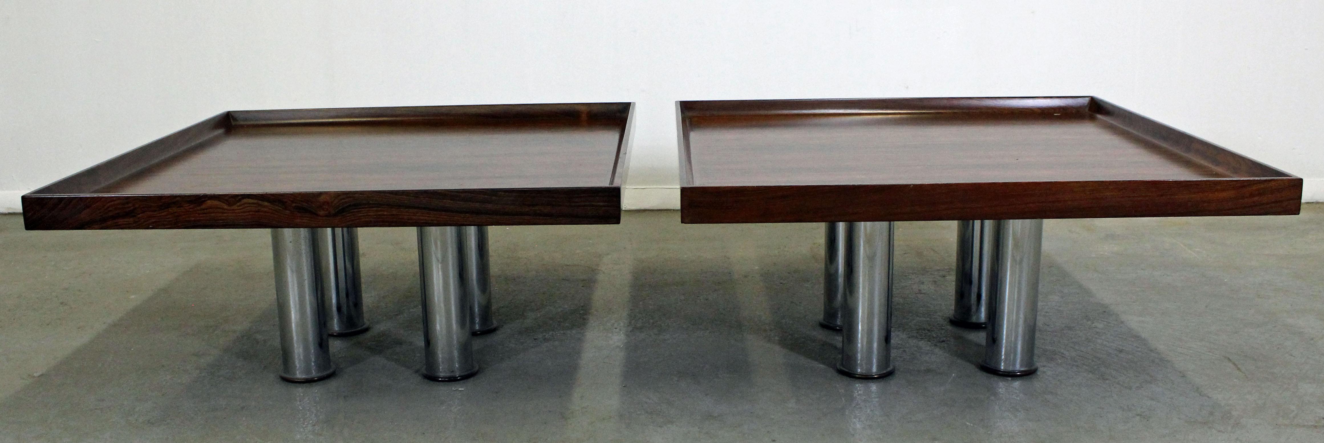 Mid-Century Modern Pair of Midcentury Danish Modern Knoll Rosewood Chrome Coffee or End Tables