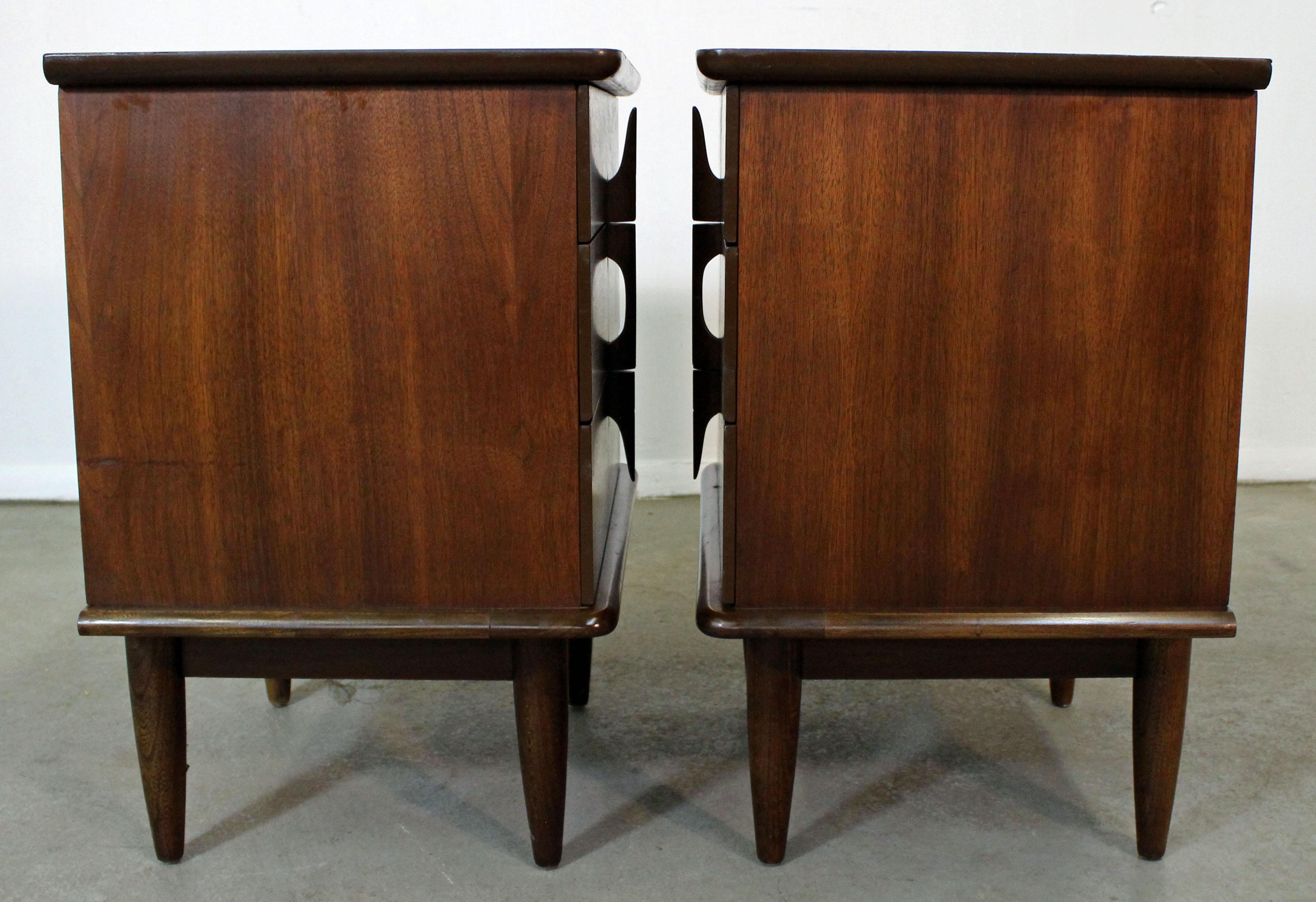 20th Century Pair of Midcentury Danish Modern Sculpted Walnut Nightstands