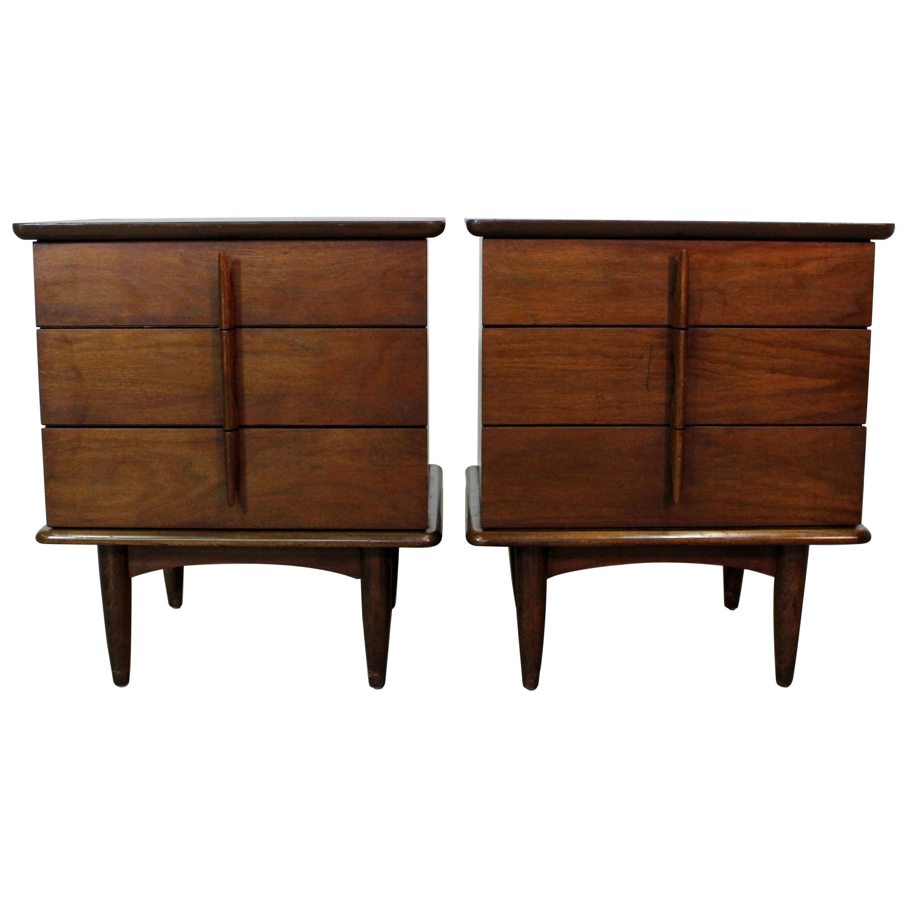 Pair of Midcentury Danish Modern Sculpted Walnut Nightstands