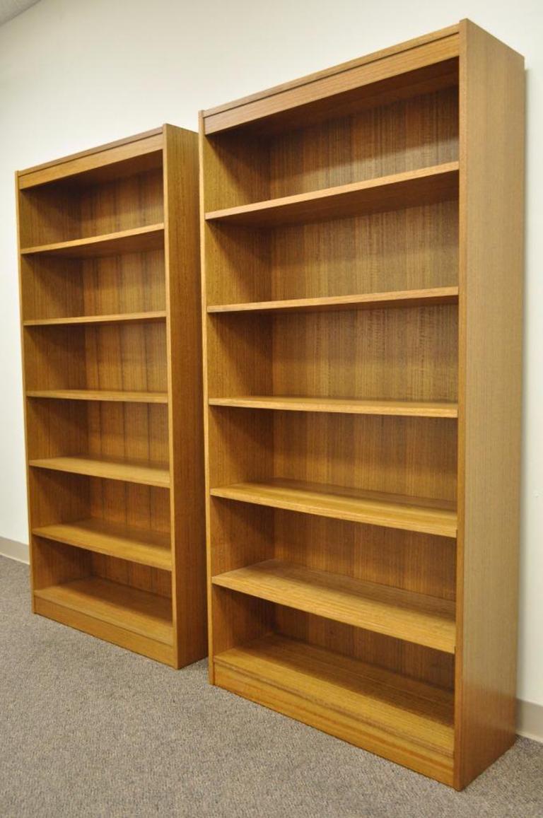 Pair of Midcentury Danish Modern Style Teak Veneer Bookcases Made in