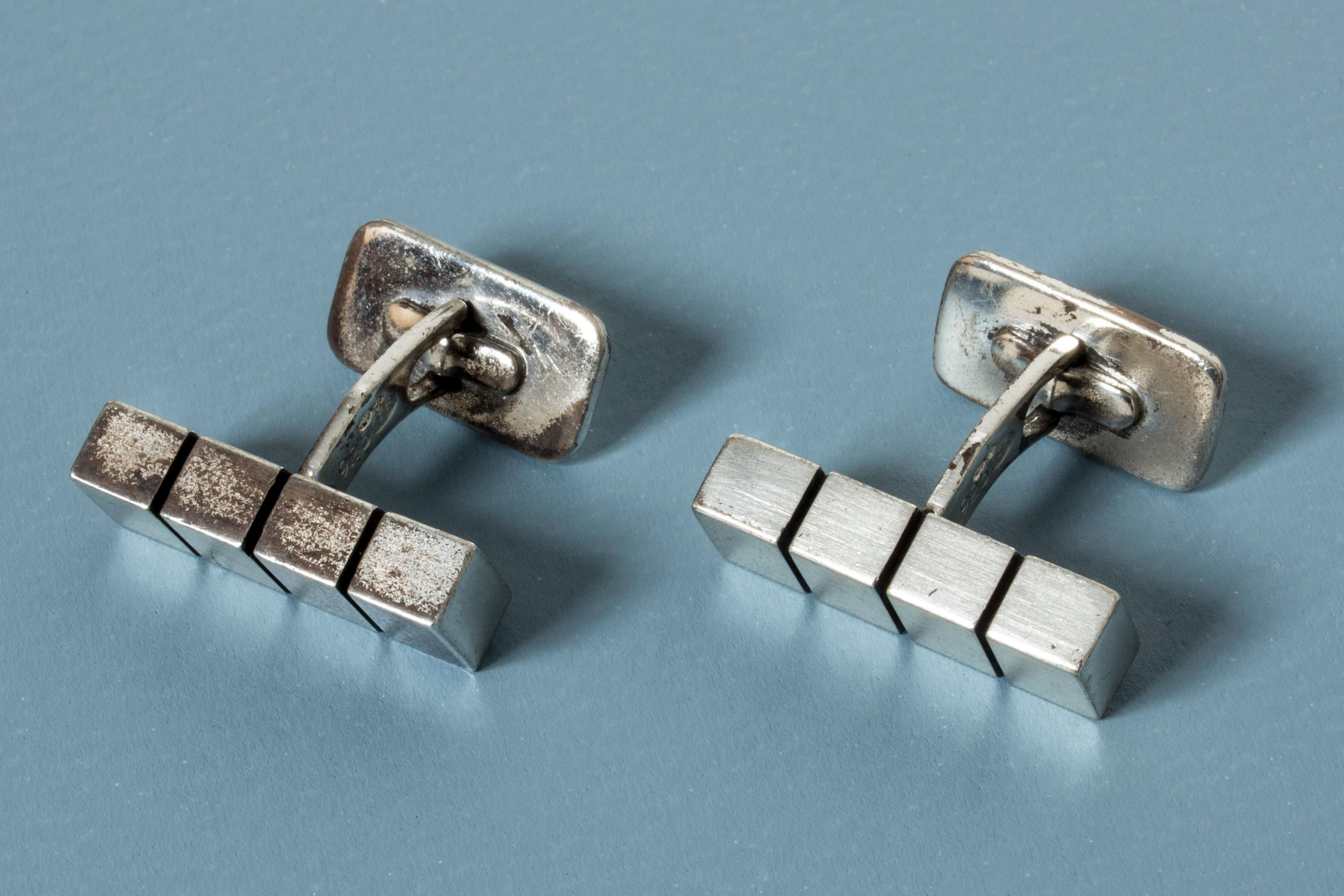 Pair of Midcentury Danish Silver Embossed Cufflinks 2