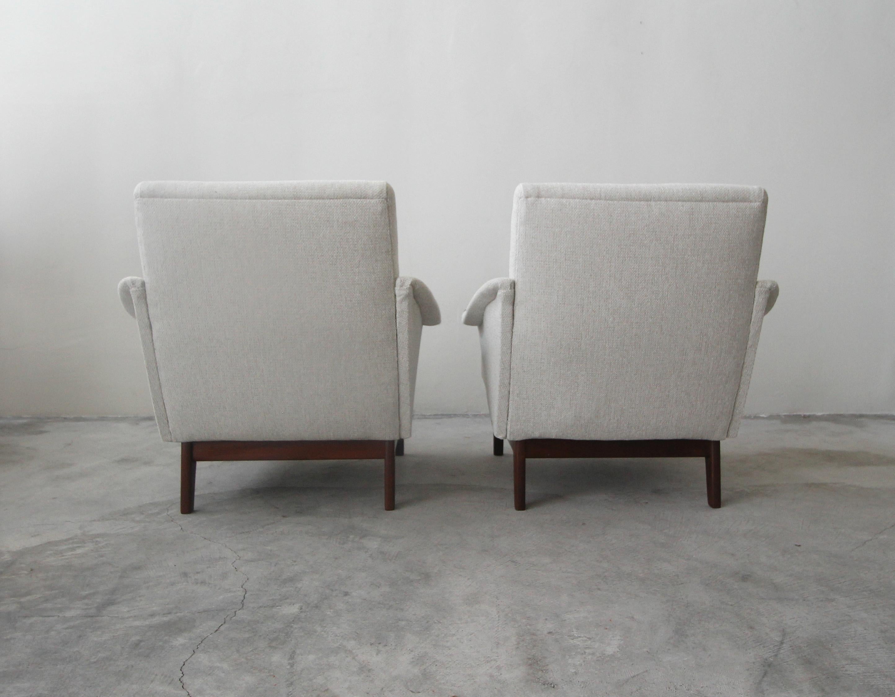 Walnut Pair of Midcentury Danish Style Lounge Chairs