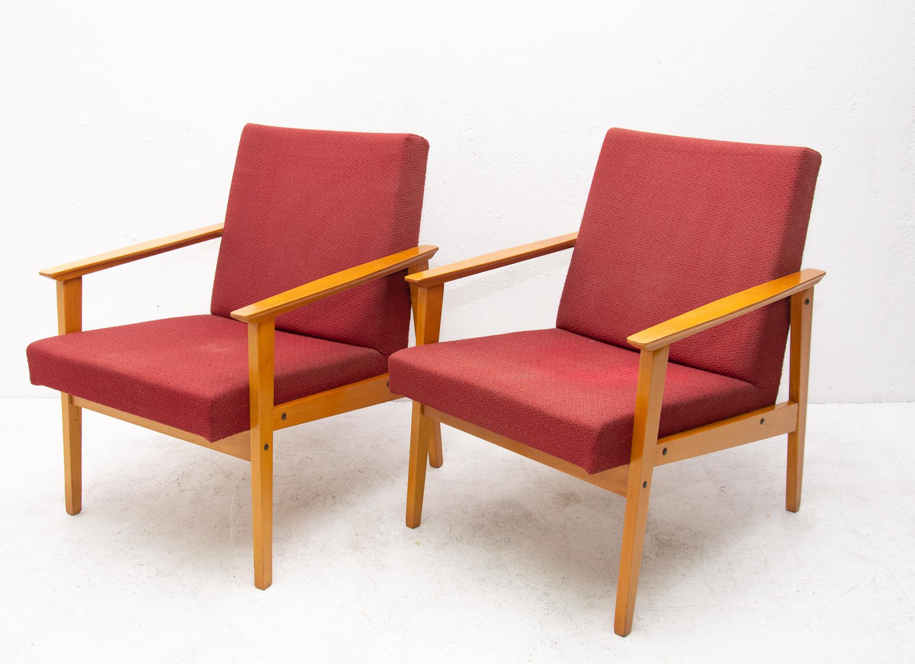 Mid-Century Modern Pair of Midcentury Danish style Armchairs for TON, 1960s For Sale
