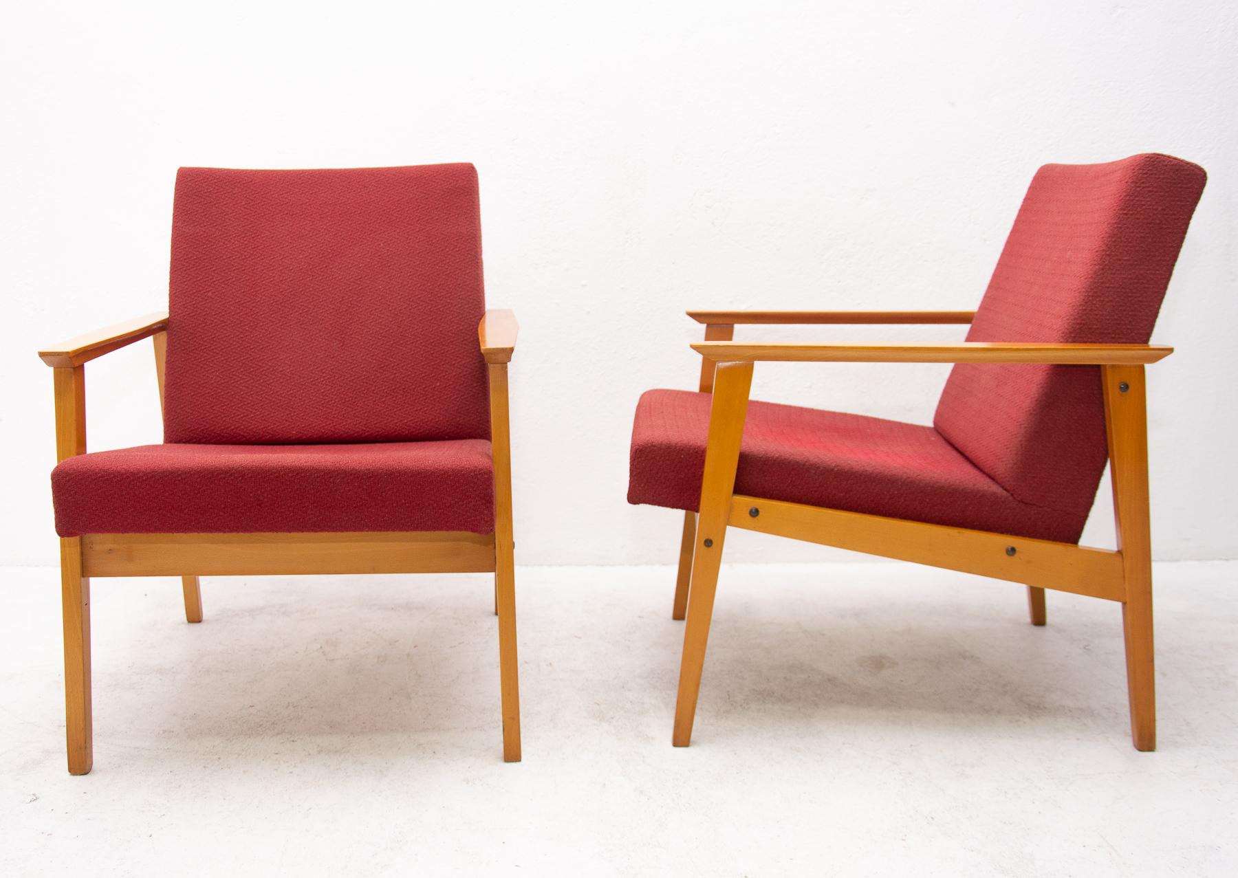 Czech Pair of Midcentury Danish style Armchairs for TON, 1960s For Sale