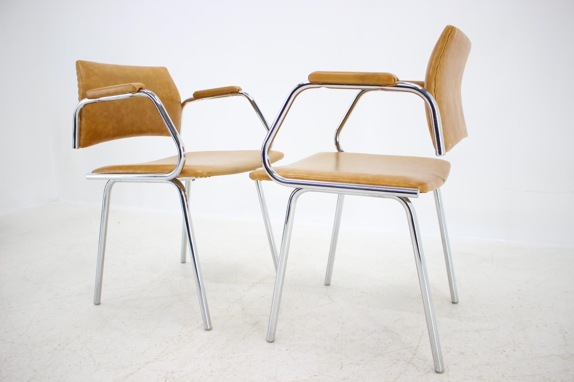 Faux Leather Pair of Midcentury Design Armchairs, Italy, 1970s For Sale