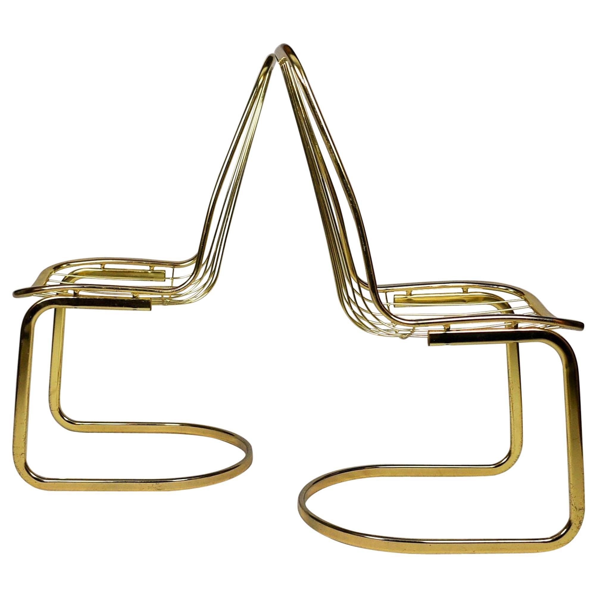 Pair of Midcentury Design Chrome Chairs /Gastone Rinaldi, 1970s