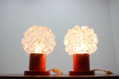 Pair of Midcentury Design Glass Table Lamps, Kamenicky Senov, 1970s