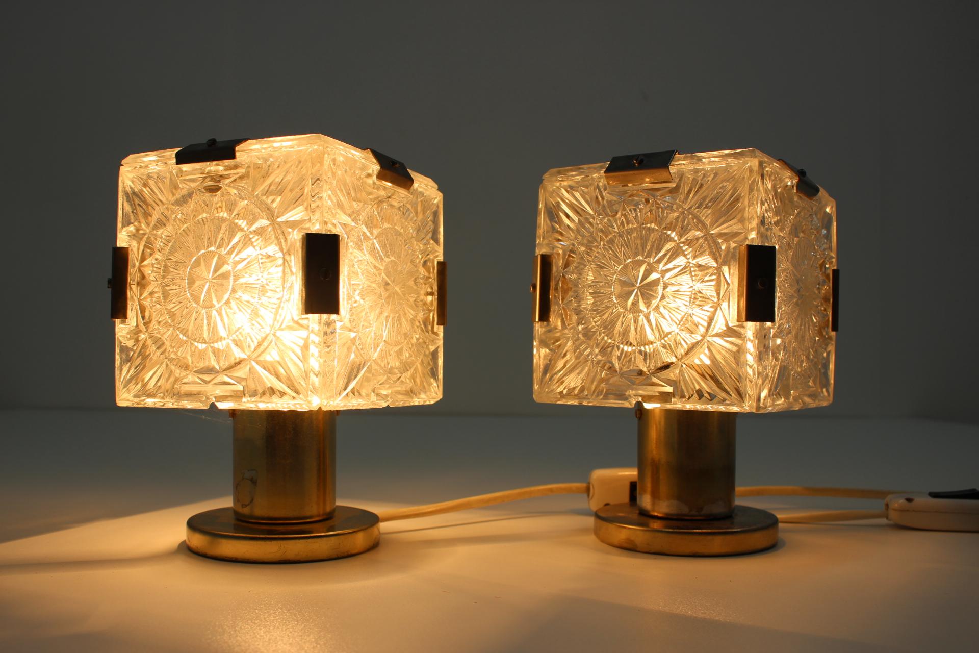 Czech Pair of Midcentury Design Table Lamps, 1970s