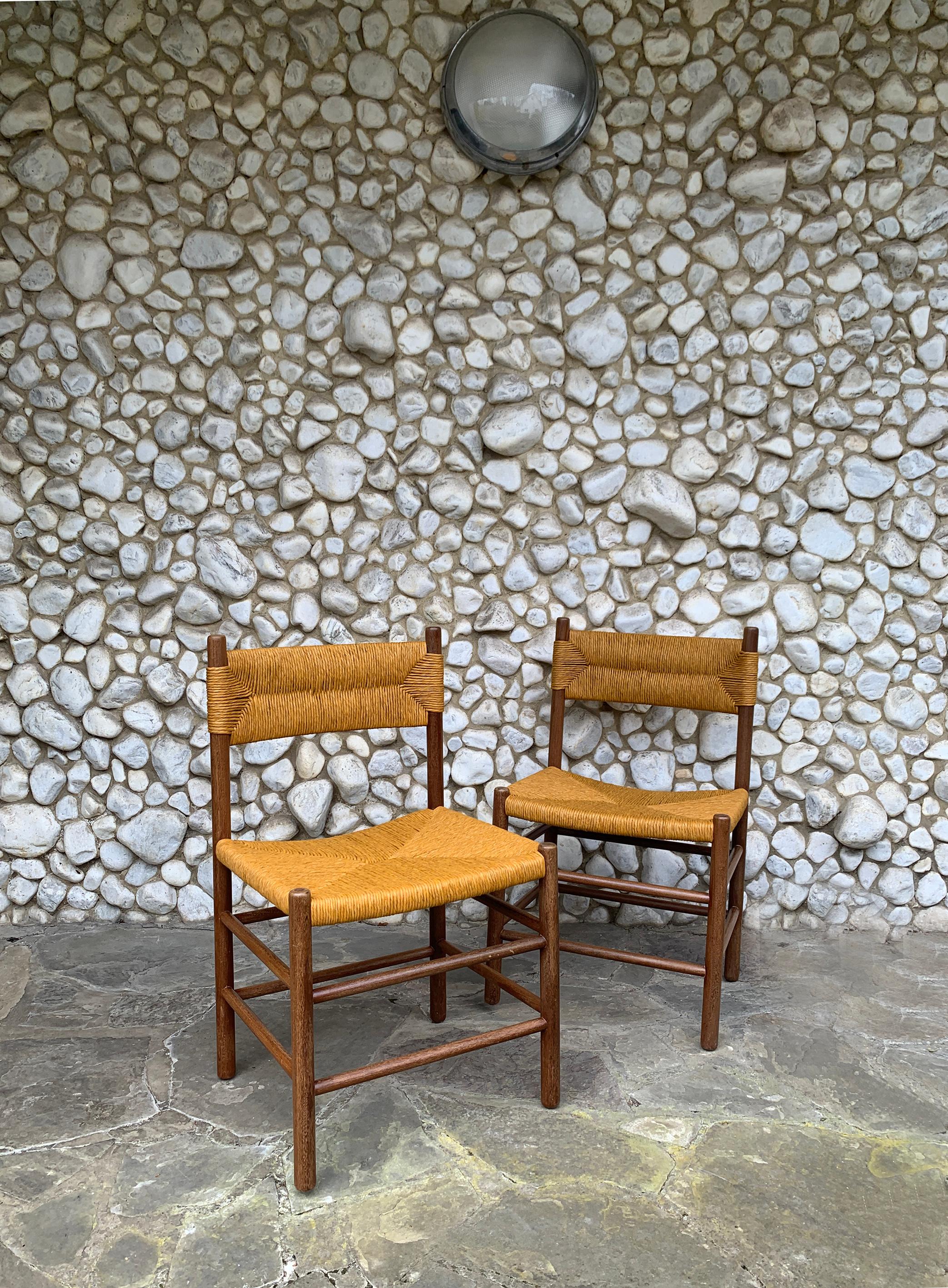 Pair of Midcentury Dordogne Dining Chairs, Charlotte Perriand for Robert Sentou 2