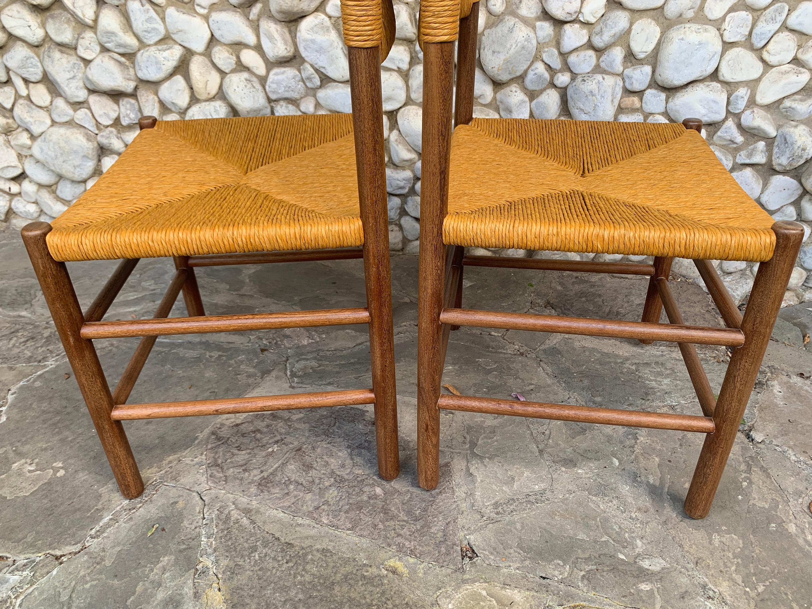 Pair of Midcentury Dordogne Dining Chairs, Charlotte Perriand for Robert Sentou 4