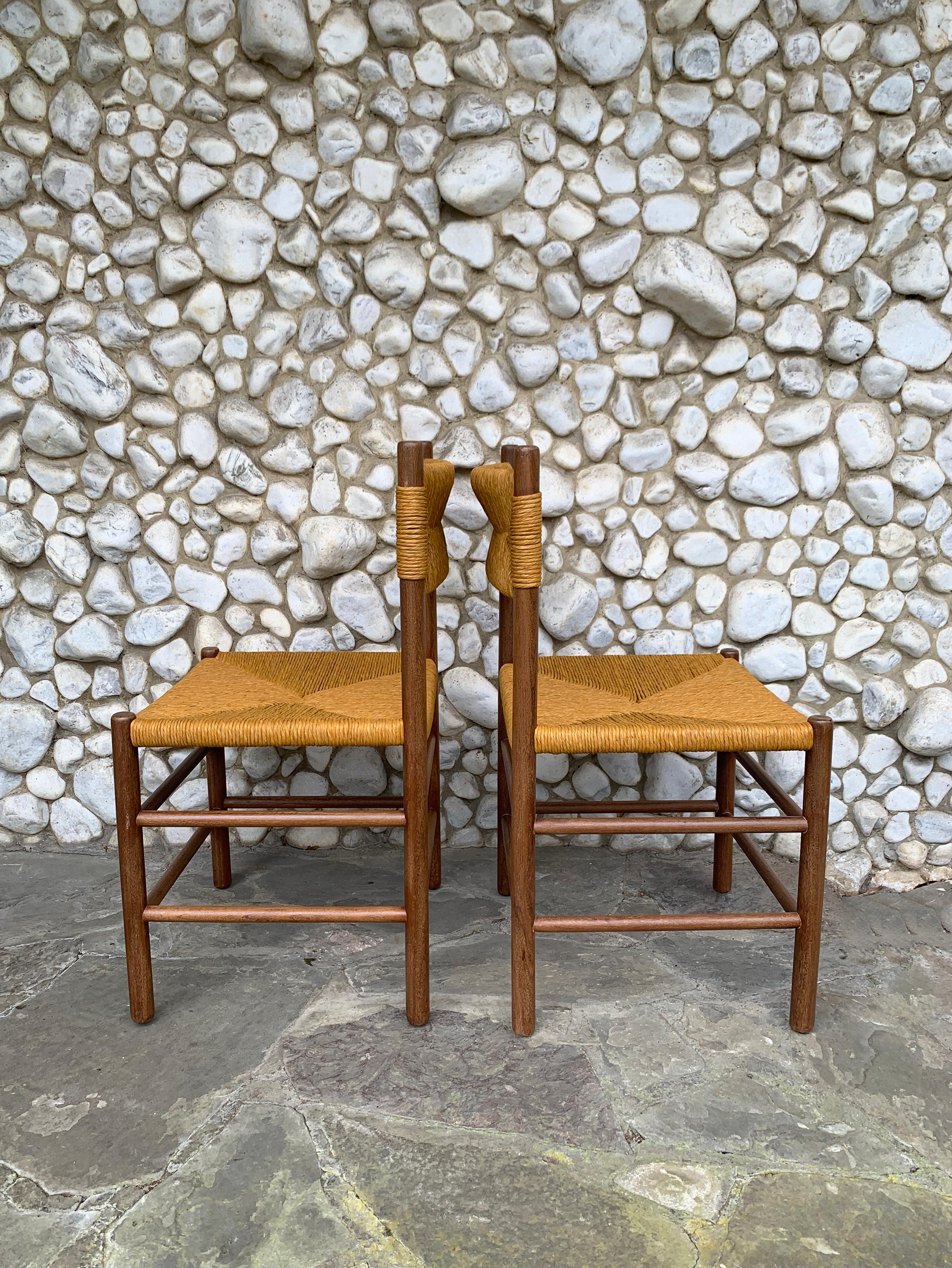 20th Century Pair of Midcentury Dordogne Dining Chairs, Charlotte Perriand for Robert Sentou