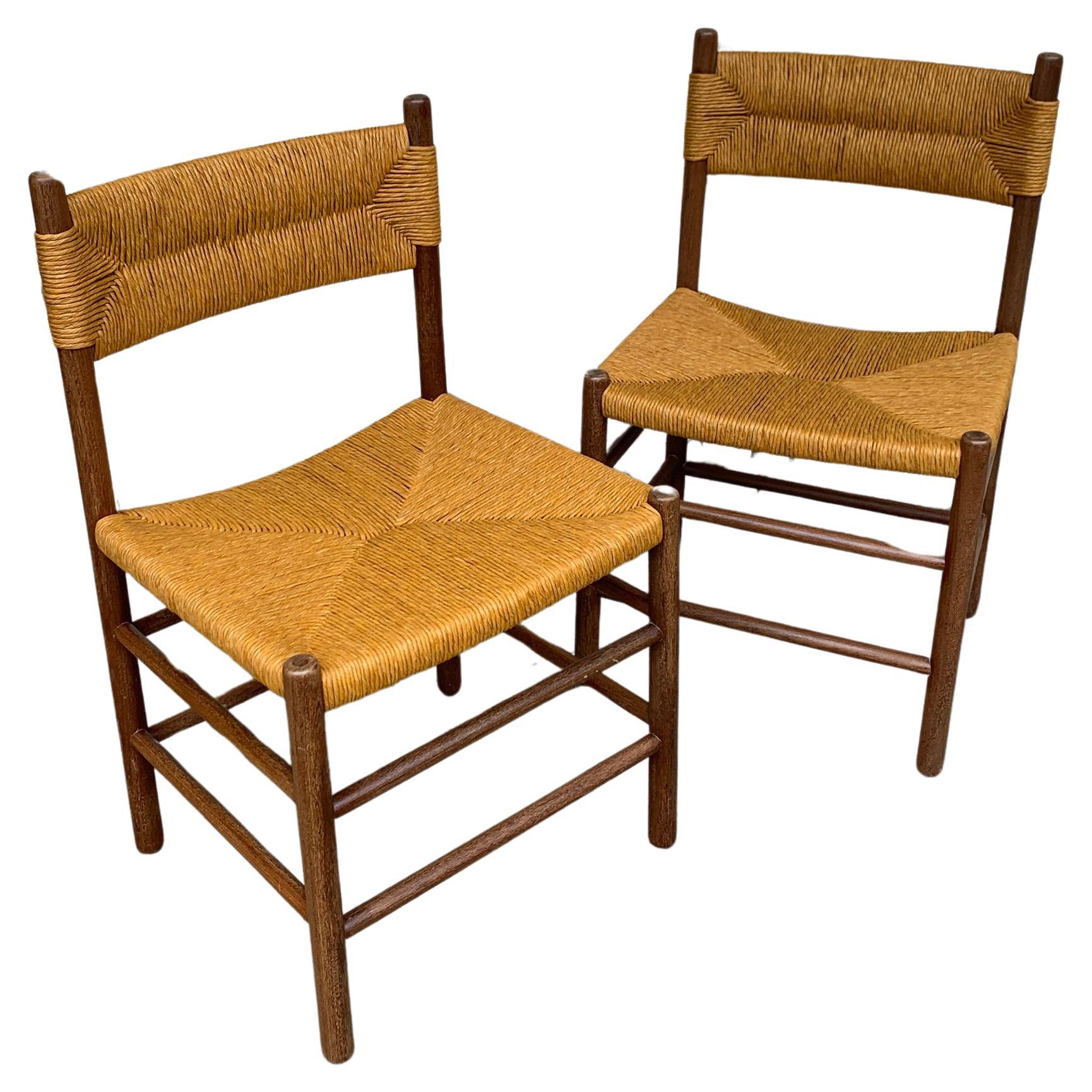 Pair of Midcentury Dordogne Dining Chairs, Charlotte Perriand for Robert Sentou