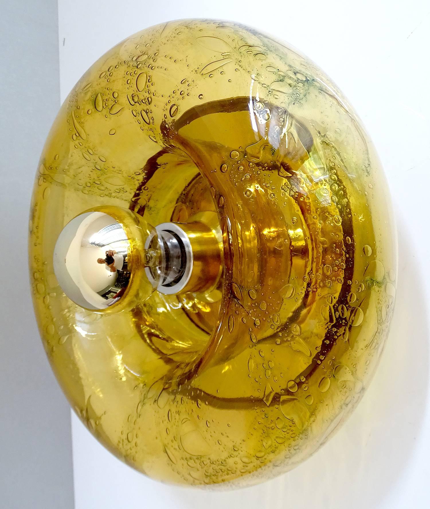 Pair of  MidCentury Doria Murano Amber Glass Mirror Sconces, Gio Ponti Era 5
