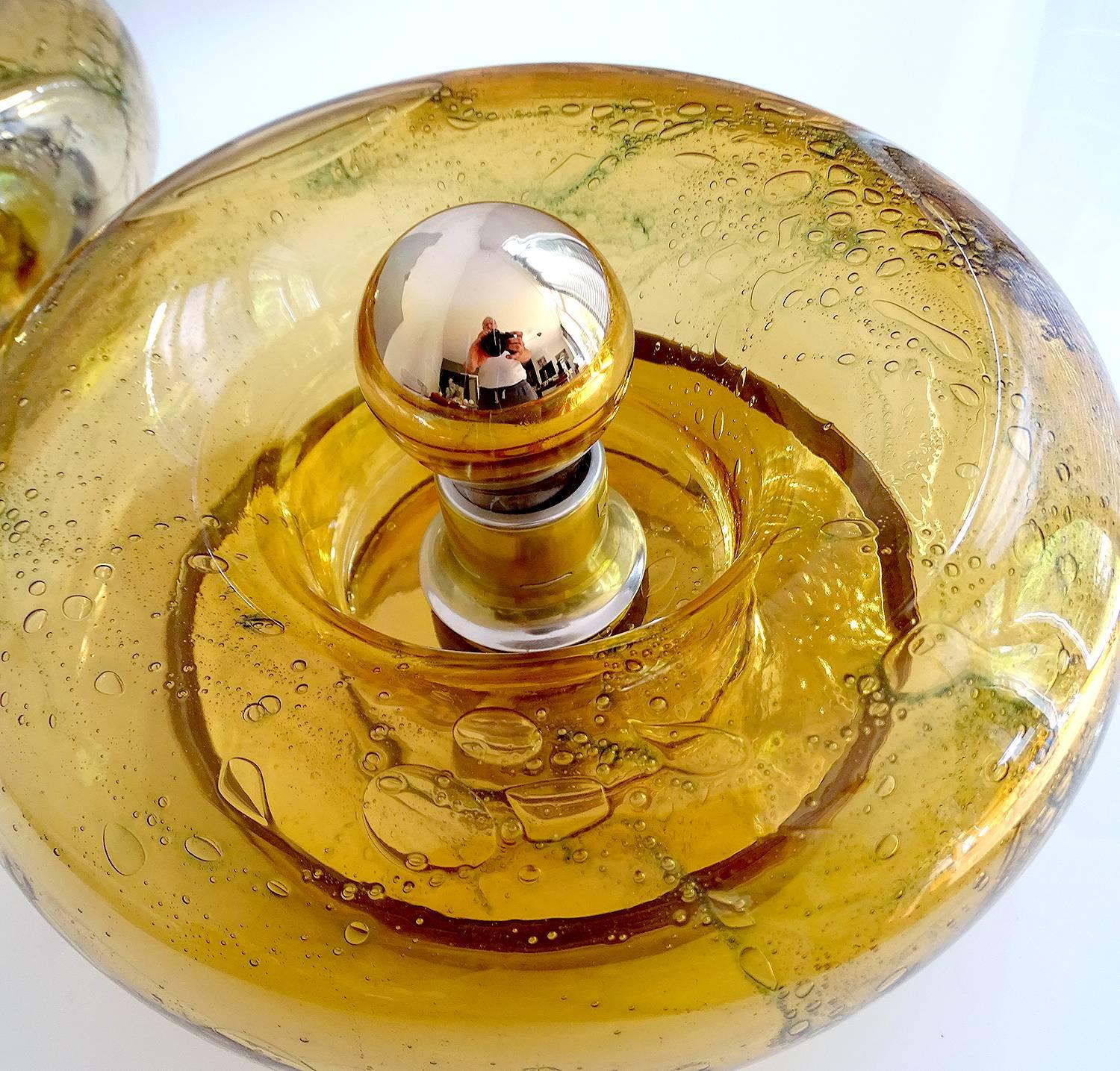 Pair of  MidCentury Doria Murano Amber Glass Mirror Sconces, Gio Ponti Era 6