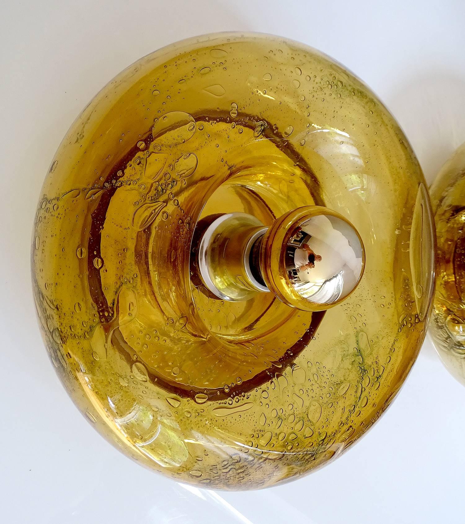 Pair of  MidCentury Doria Murano Amber Glass Mirror Sconces, Gio Ponti Era 9