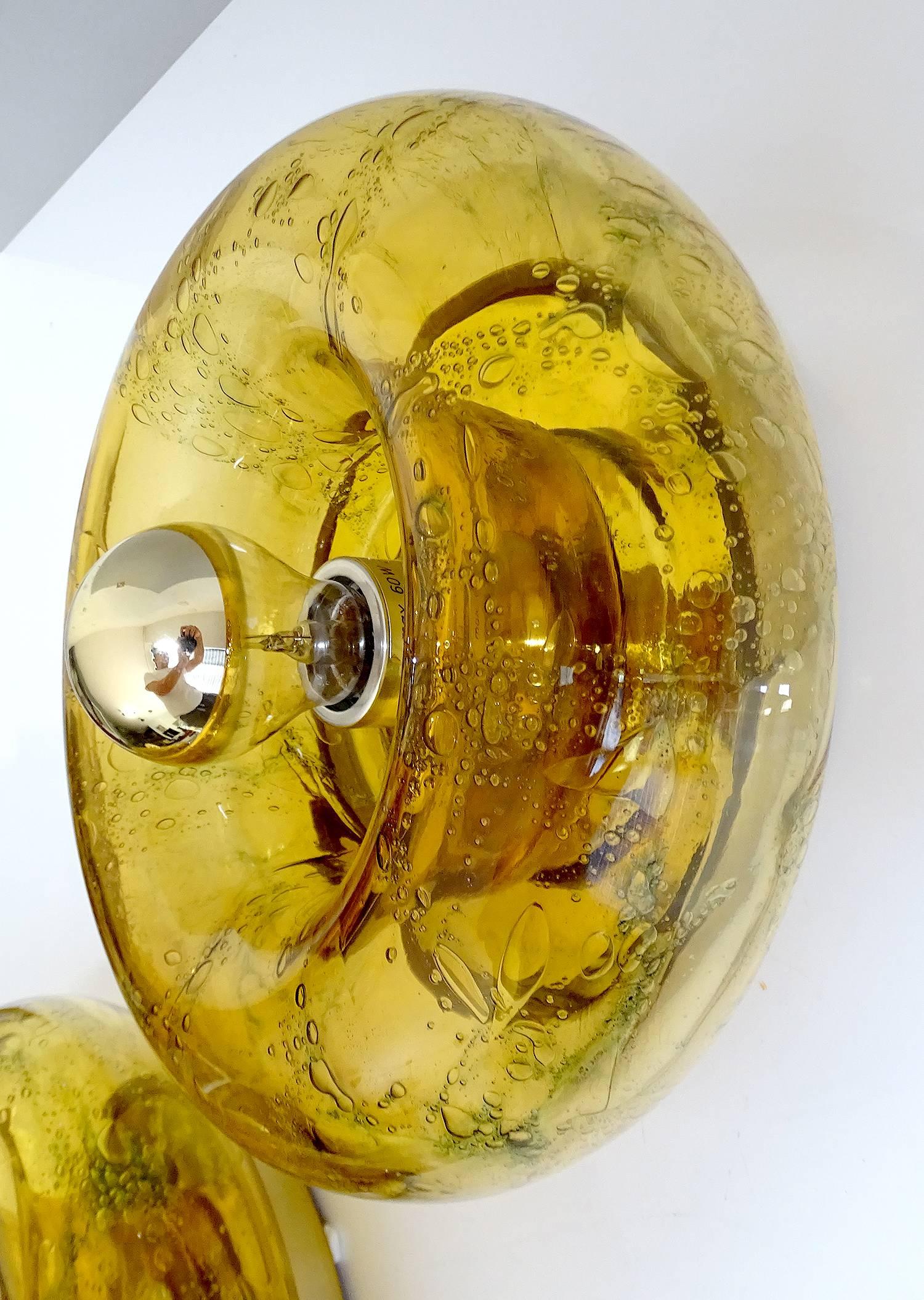 Pair of  MidCentury Doria Murano Amber Glass Mirror Sconces, Gio Ponti Era 12