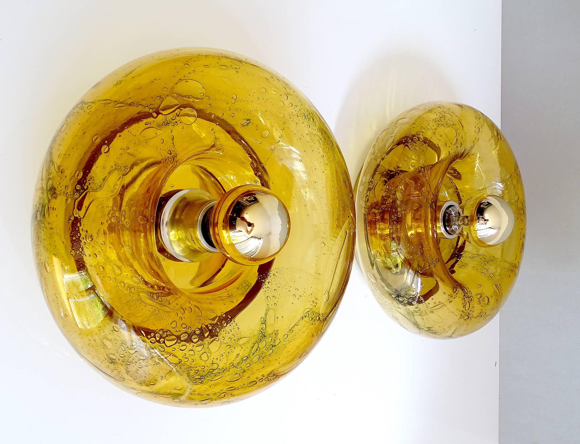 Pair of  MidCentury Doria Murano Amber Glass Mirror Sconces, Gio Ponti Era 1