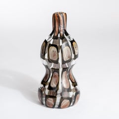 Pair of Midcentury Dorico Muranoglass Vases Brown-Camel-Clear by Ercole Barovier