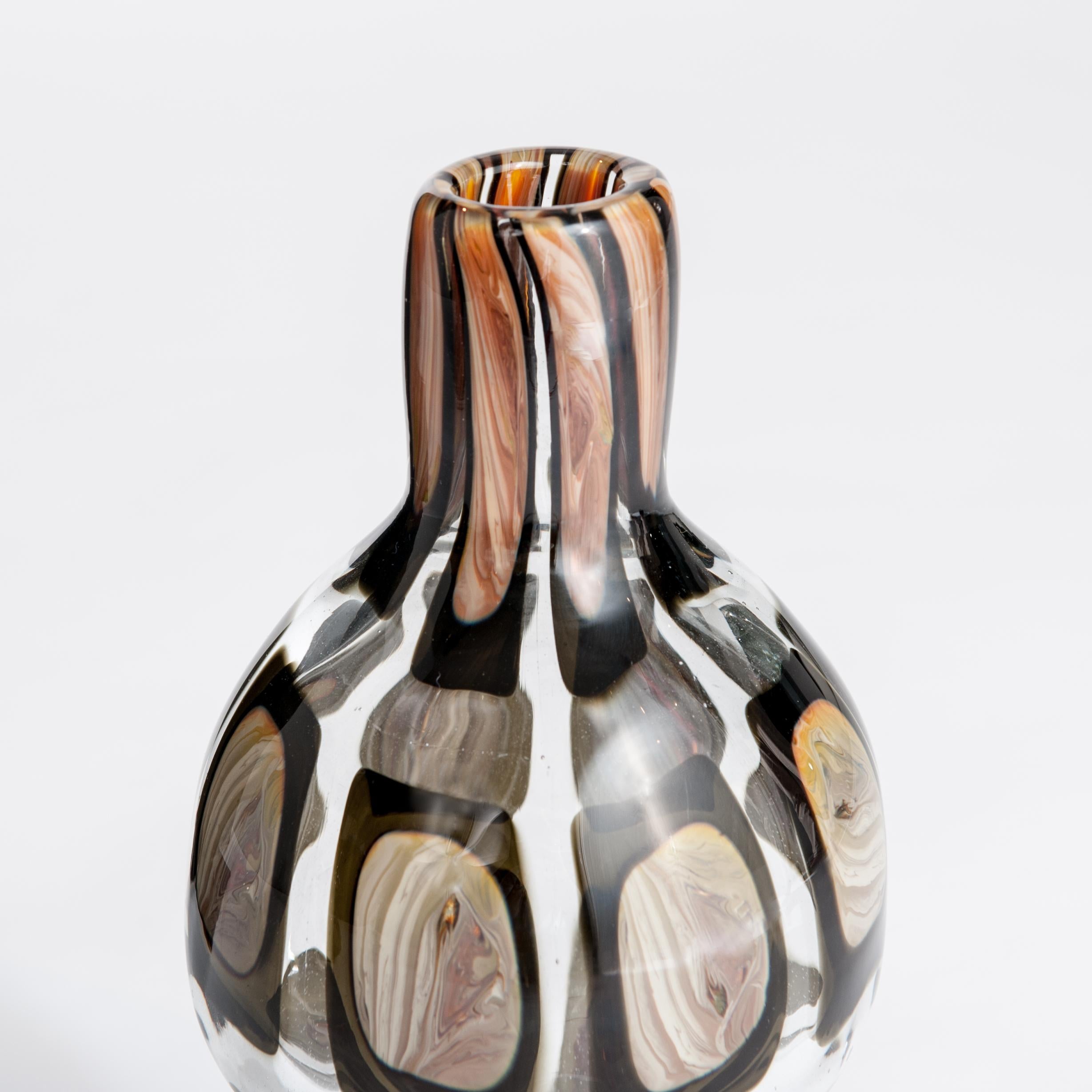 Mid-Century Modern Pair of Midcentury Dorico Muranoglass Vases Brown-Camel-Clear by Ercole Barovier