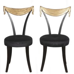 Pair of Midcentury Dorothy Draper Style Gilded Grosfeld House Side Chairs