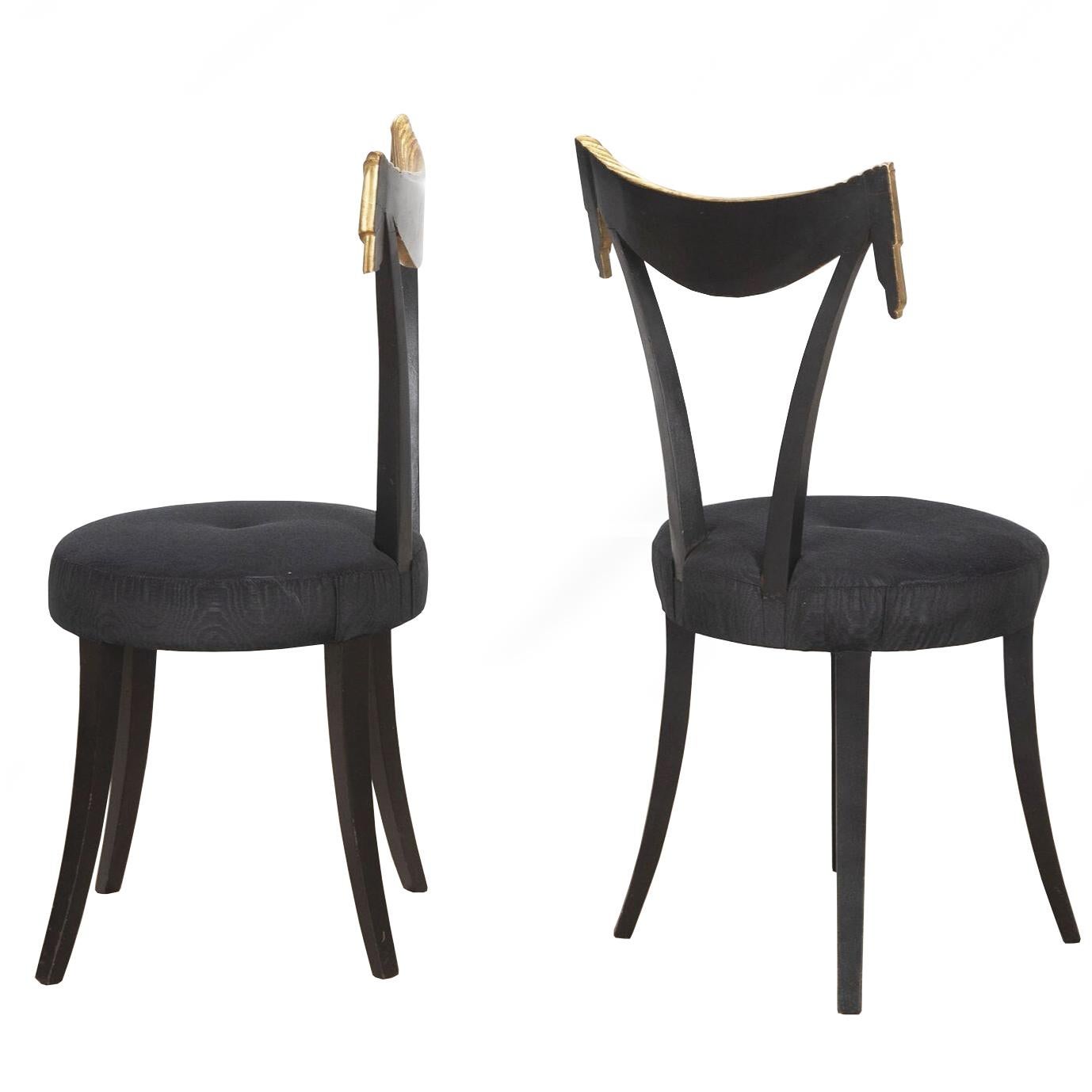 Pair of Midcentury Dorothy Draper Style Gilded Grosfeld House Side Chairs In Good Condition For Sale In London, GB