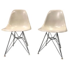 Pair of Midcentury Eames Fiberglass Eiffel Tower Shell Chairs for Herman Miller