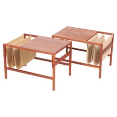 Pair of Midcentury End Tables with Magazine Racks, Made in Denmark 1960s
