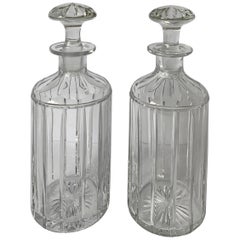 Pair of Midcentury English Cut Glass Decanters
