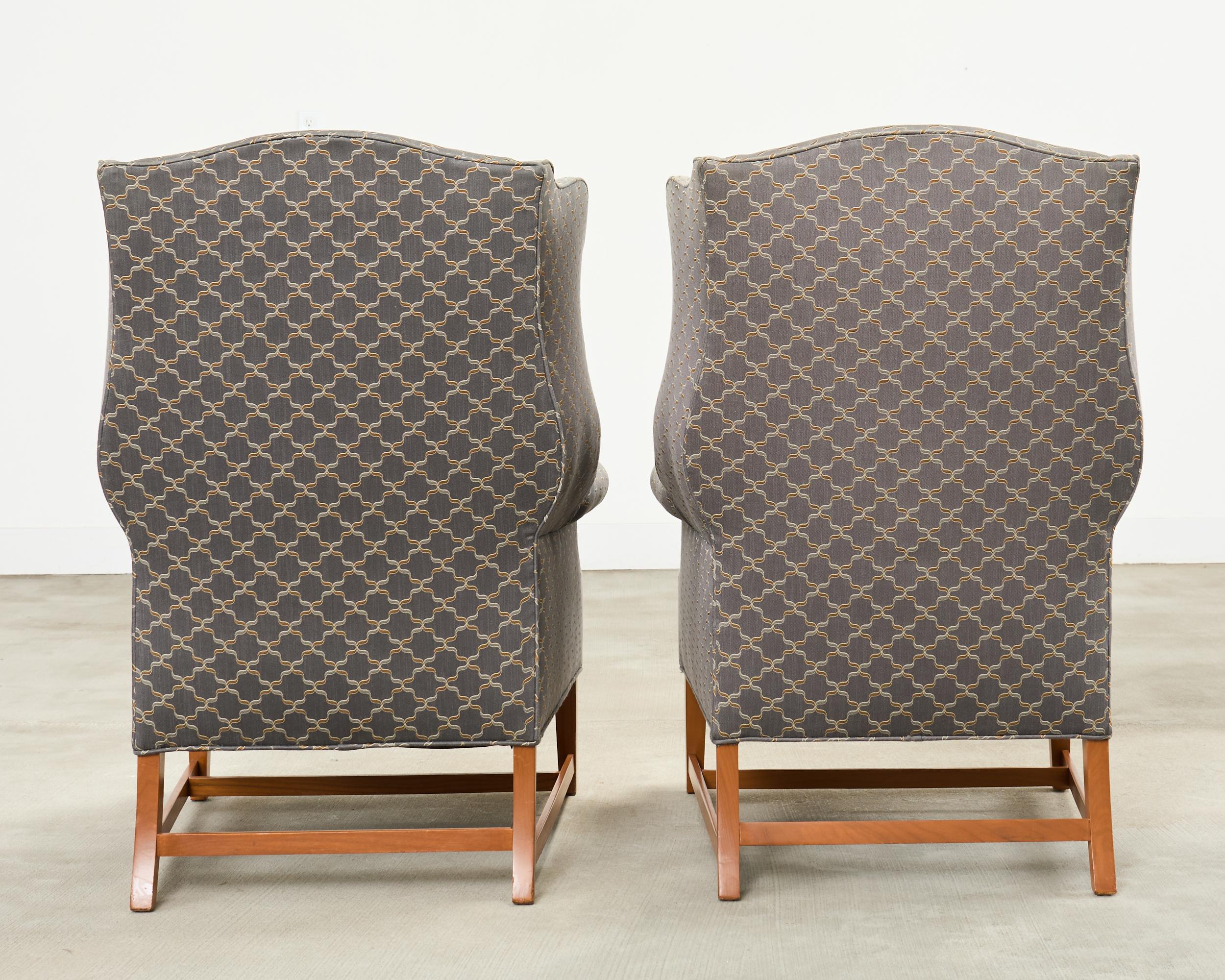 Pair of Midcentury English Georgian Style Wingback Chairs For Sale 3