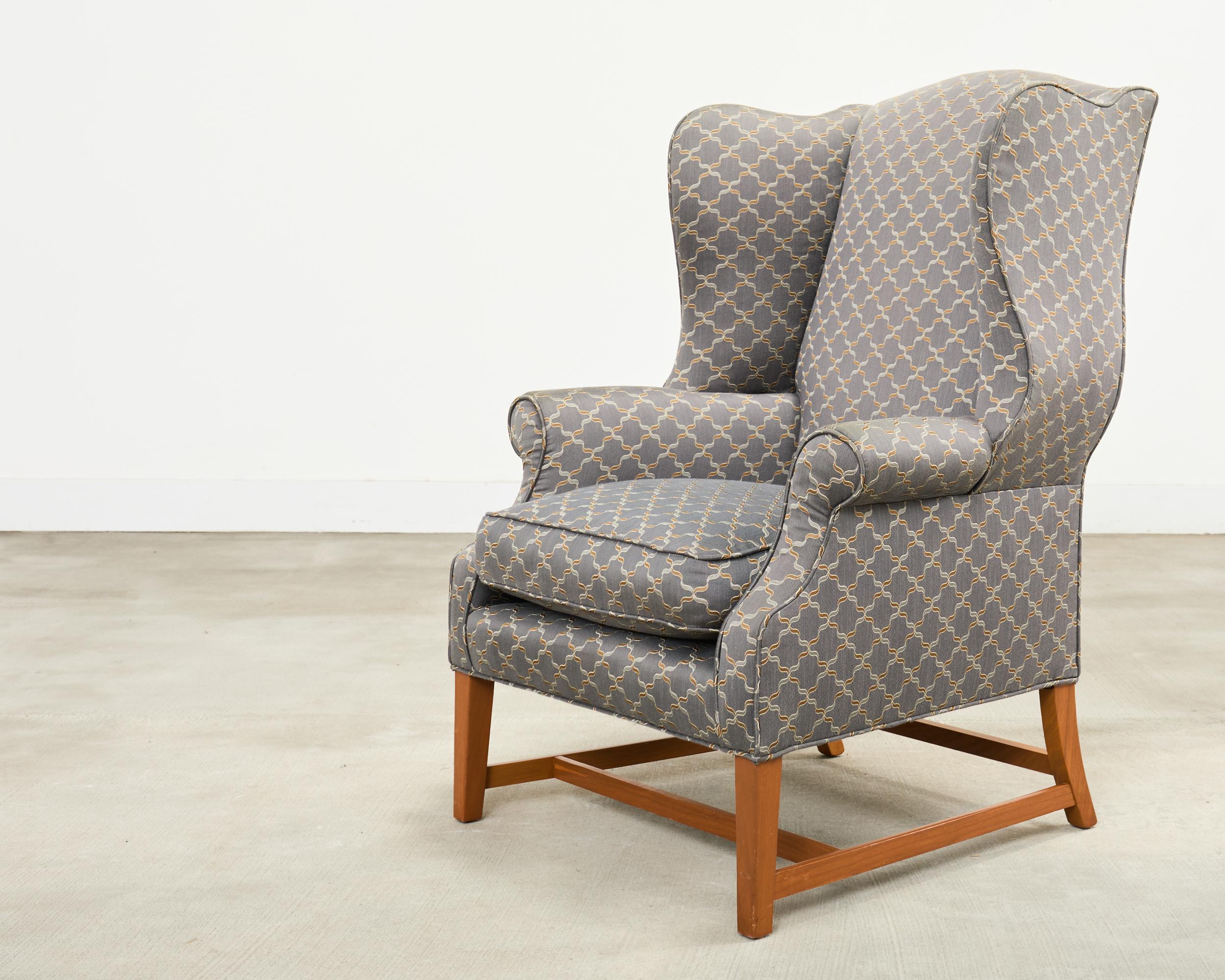 Pair of Midcentury English Georgian Style Wingback Chairs For Sale 4