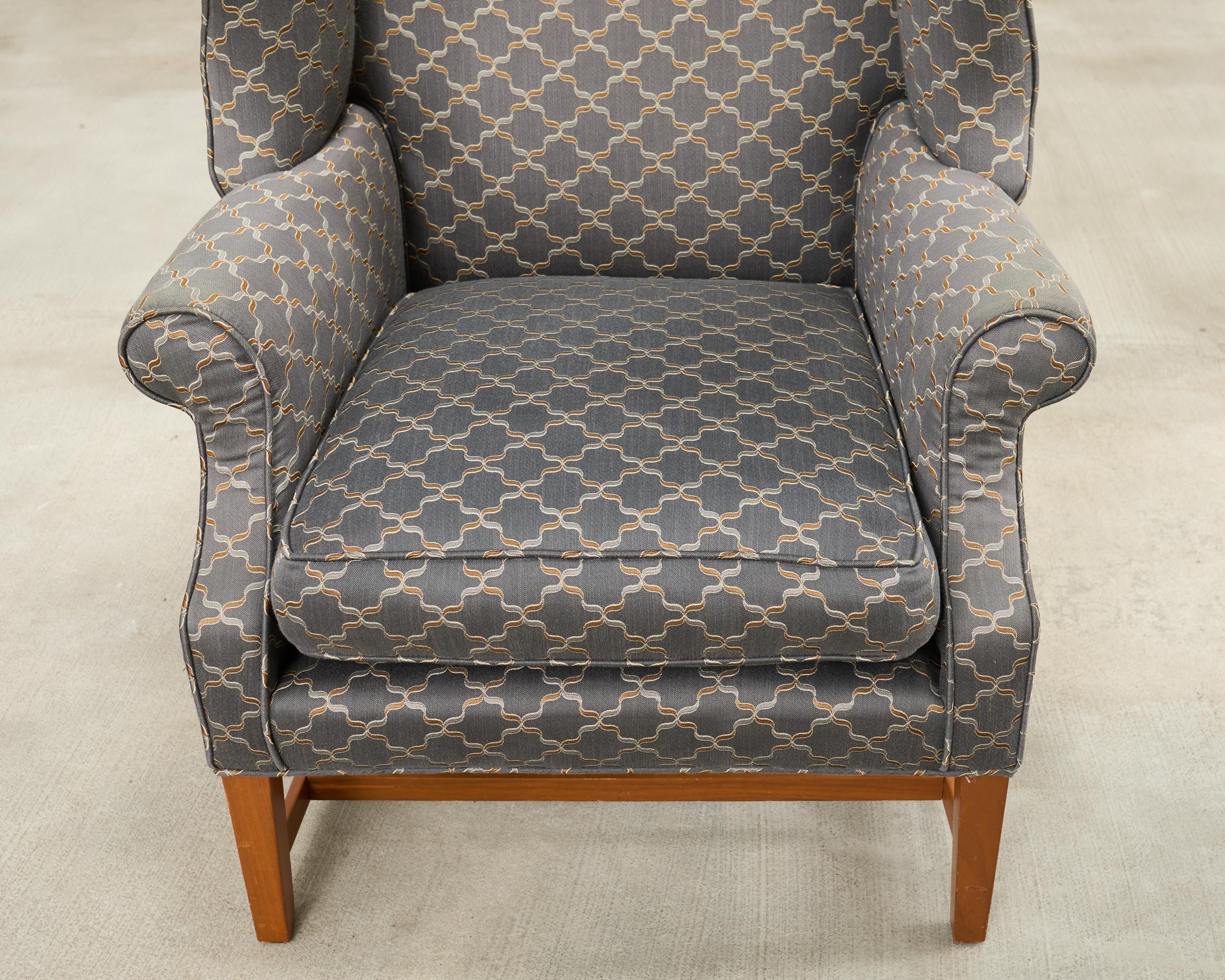 Pair of Midcentury English Georgian Style Wingback Chairs For Sale 5