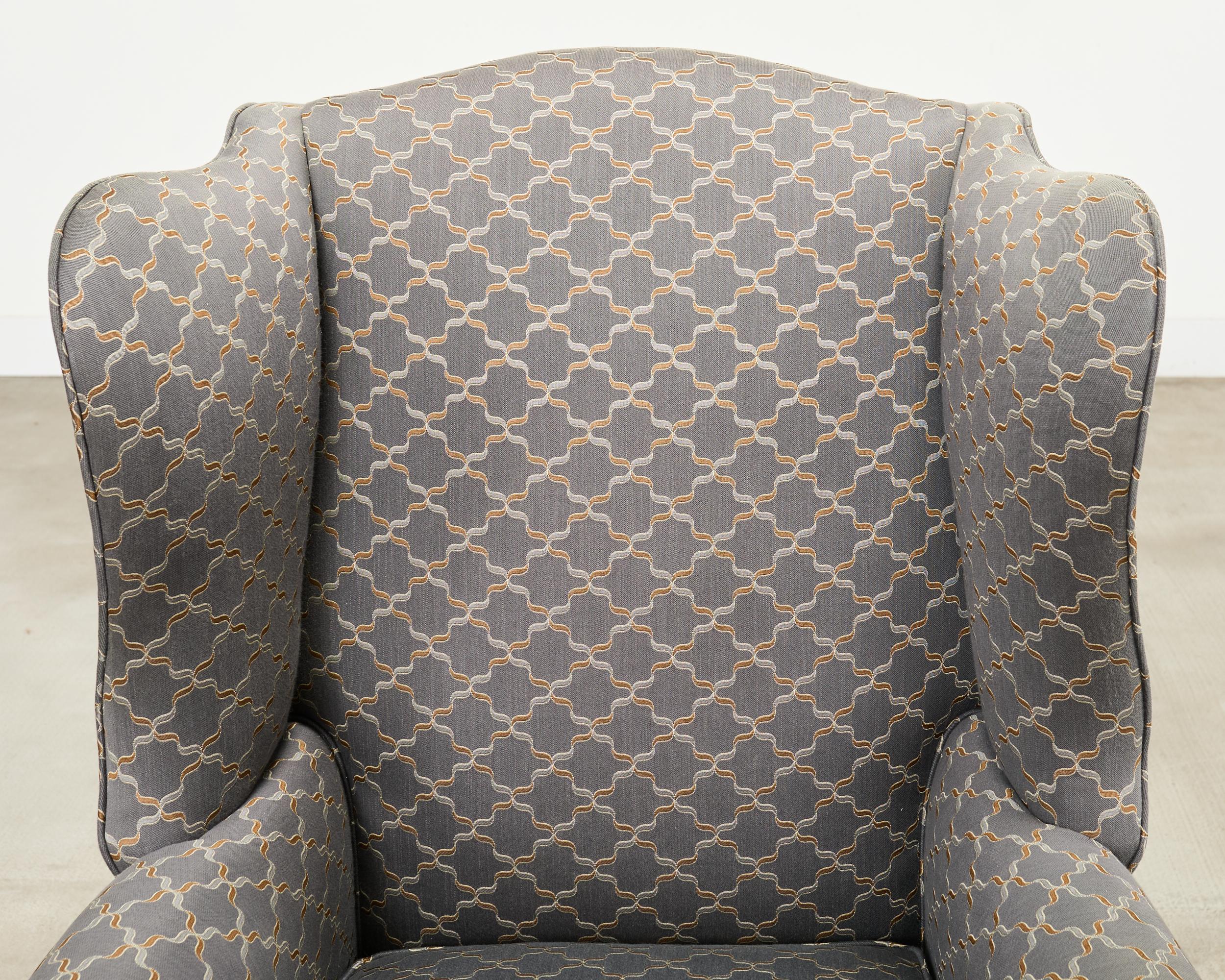Pair of Midcentury English Georgian Style Wingback Chairs For Sale 7