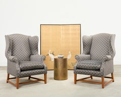 Pair of Midcentury English Georgian Style Wingback Chairs