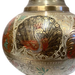 Pair of Midcentury Etched Brass Lamps