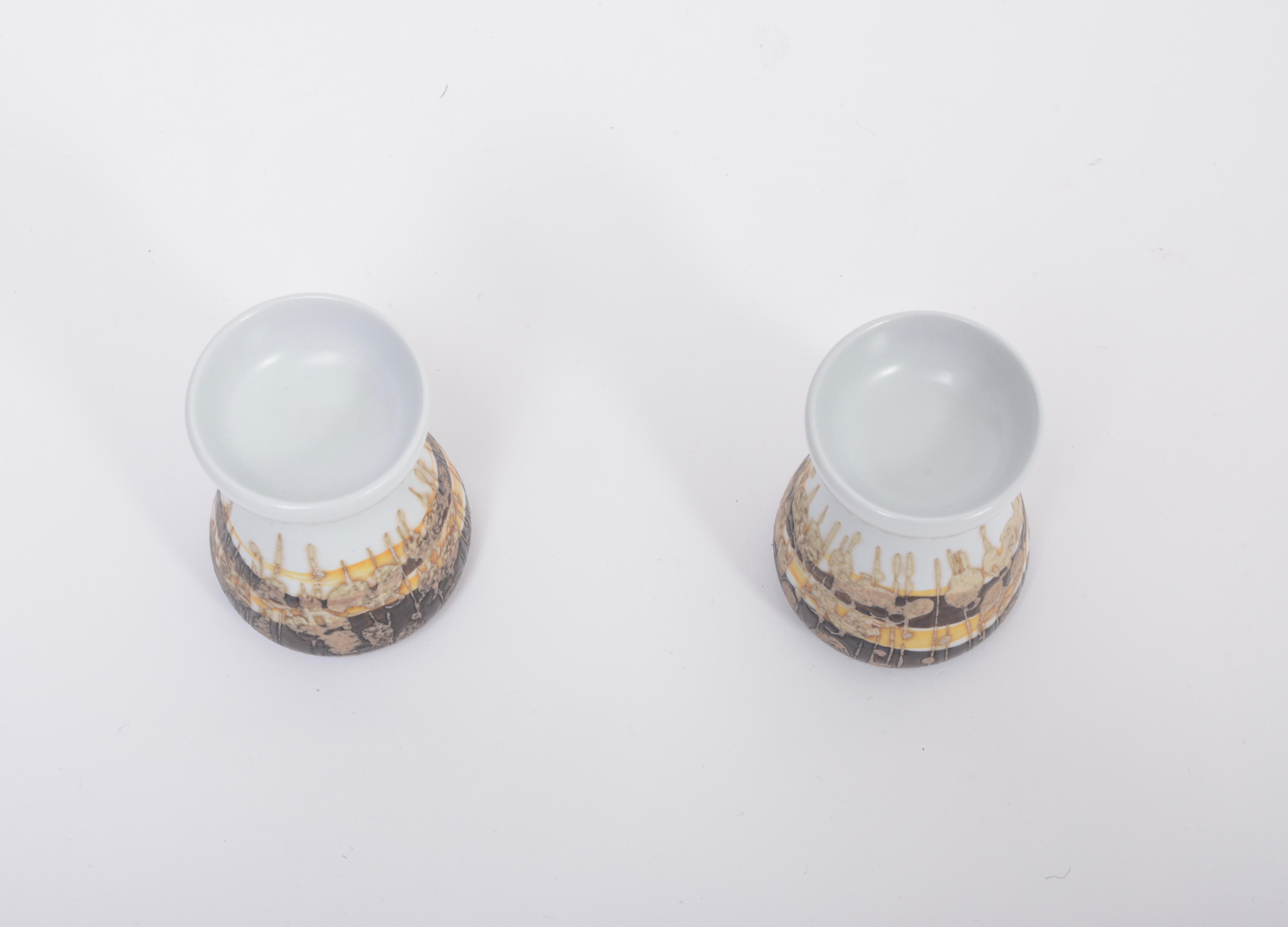Mid-Century moderno Coppia di portacandele in maiolica del Medioevo di Ivan Weiss per Royal Copenhagen in vendita