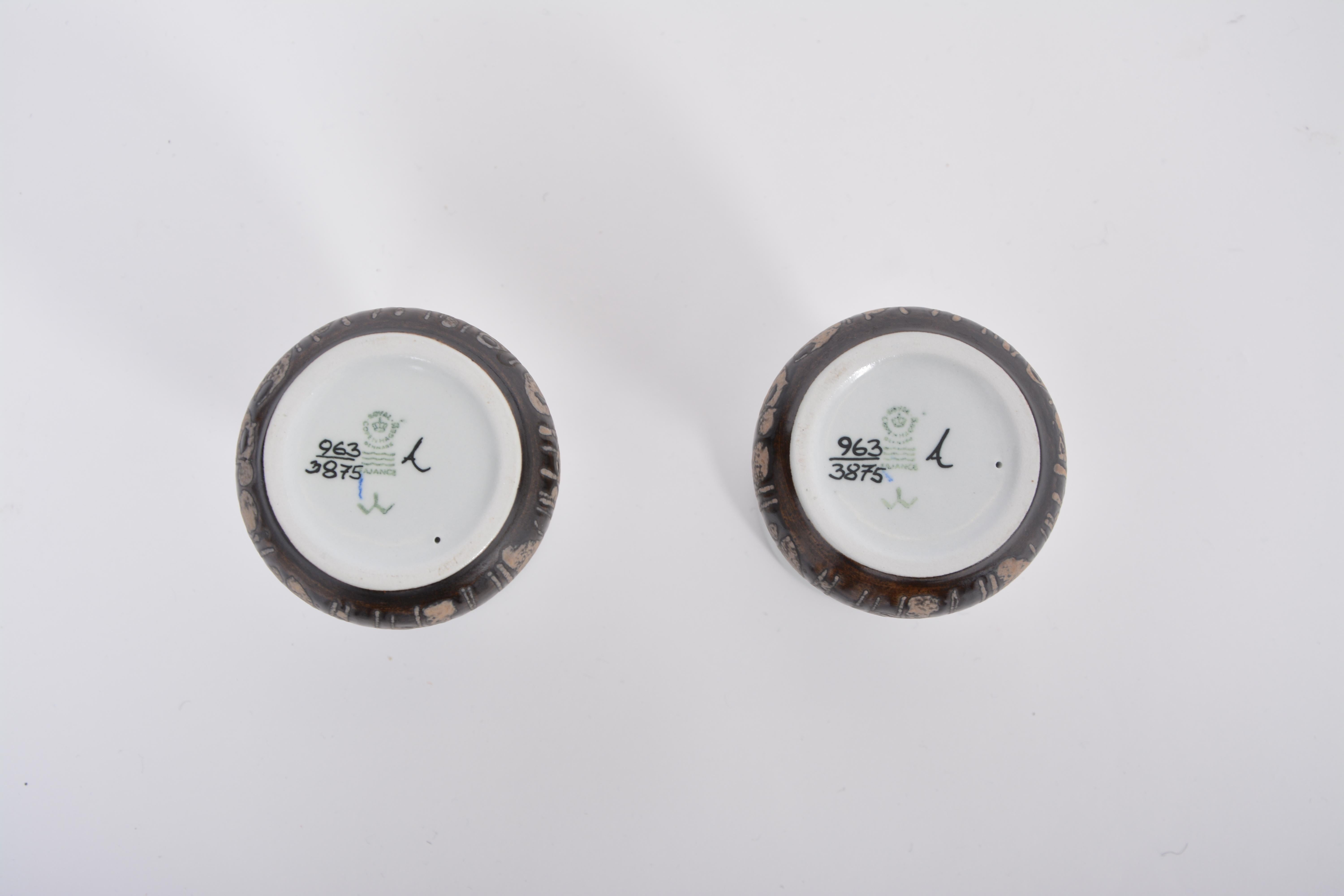 Danish Pair of Midcentury Faience Candleholders by Ivan Weiss for Royal Copenhagen  For Sale