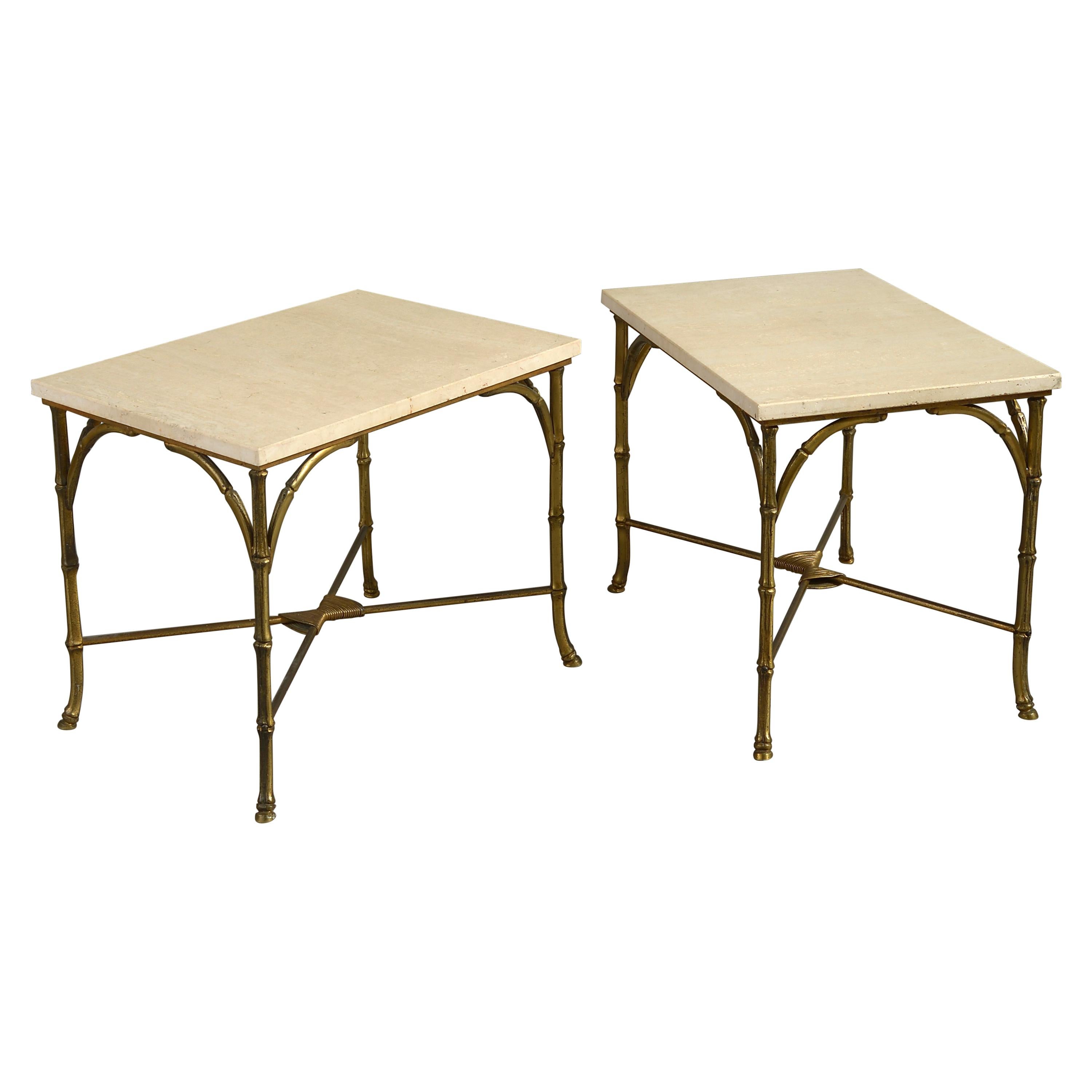 Pair of Midcentury Faux Bamboo End Tables