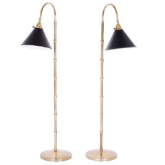Pair of Midcentury Faux Bamboo Floor or Reading Lamps