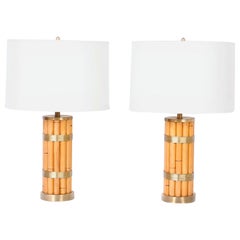 Pair of Midcentury Faux Bamboo Table Lamps