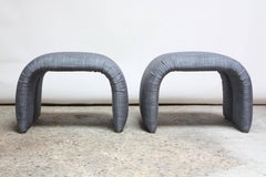 Pair of Midcentury Fiberglass 'Waterfall' Benches or Ottomans