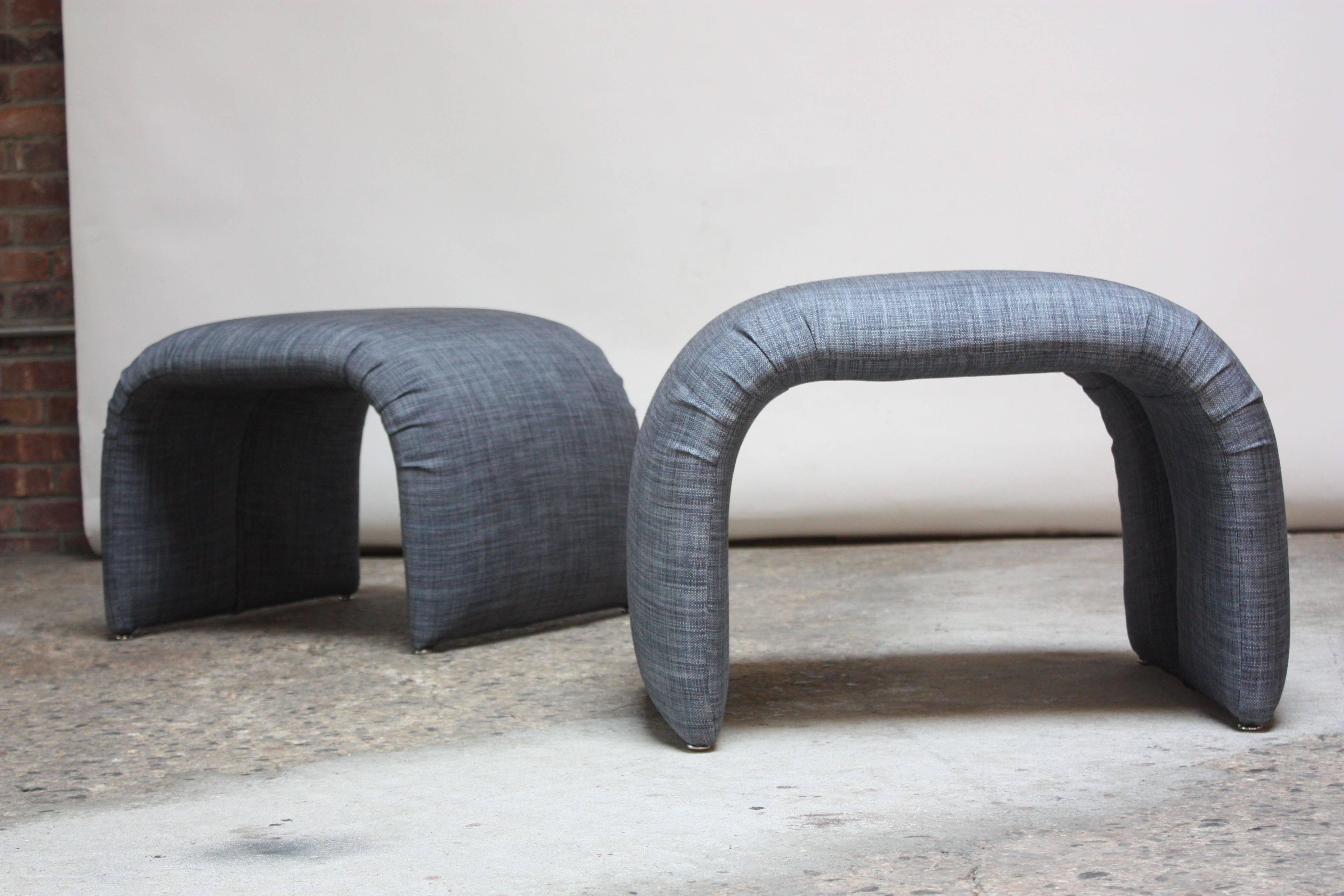 American Pair of Midcentury Fiberglass 'Waterfall' Benches or Ottomans