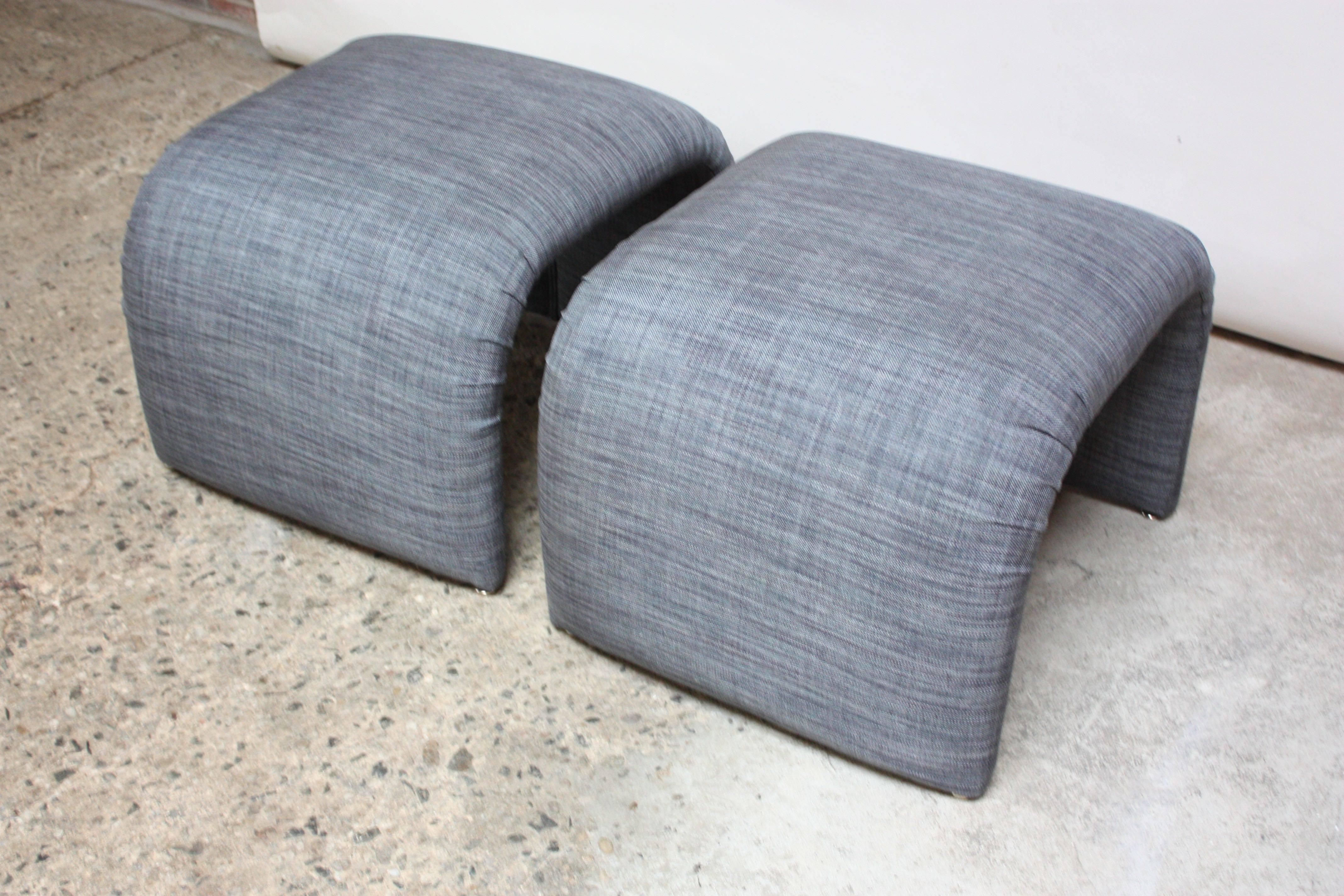 Metal Pair of Midcentury Fiberglass 'Waterfall' Benches or Ottomans