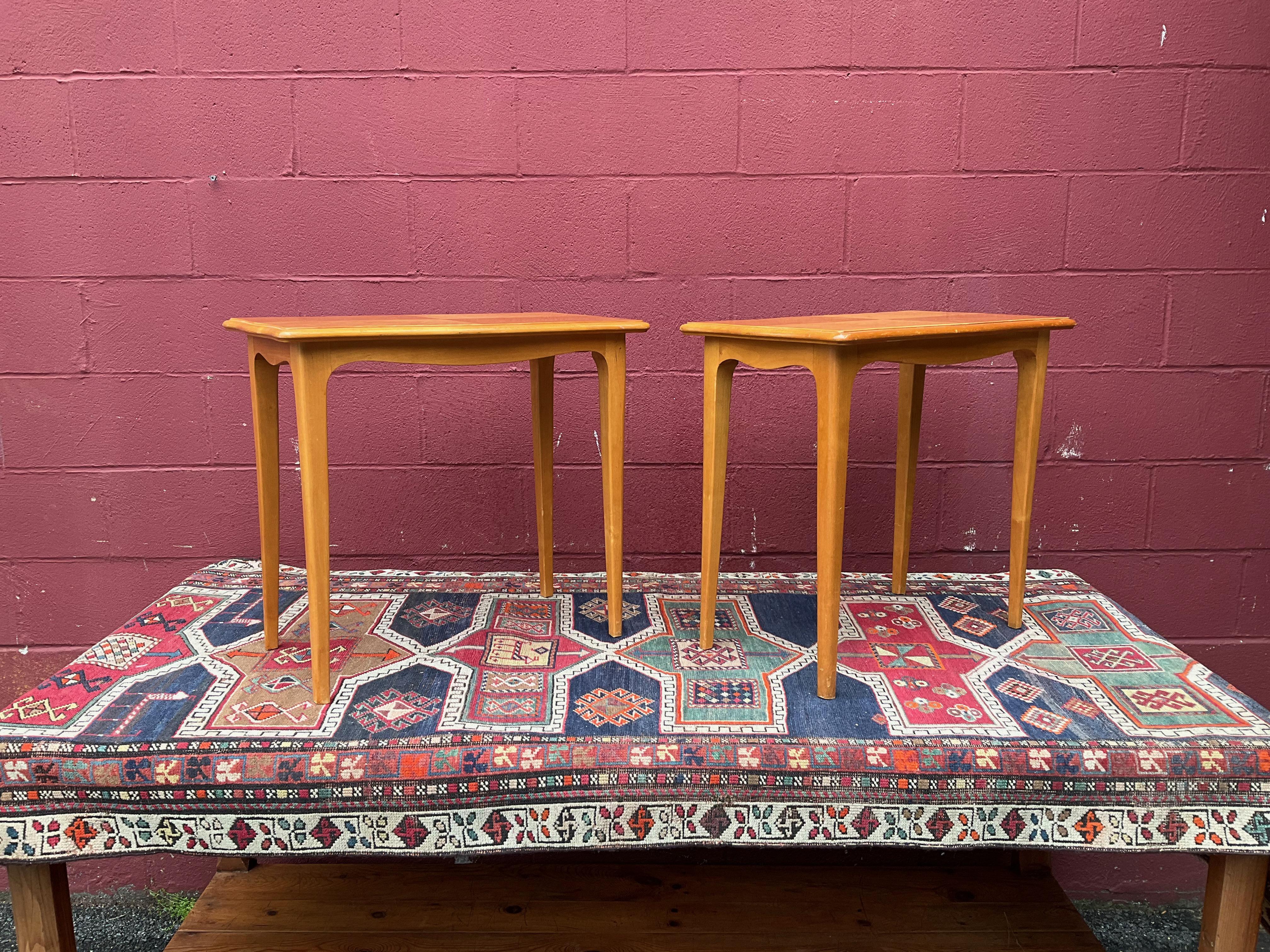 Pair of Midcentury Finnish End Tables in Blonde Wood 10