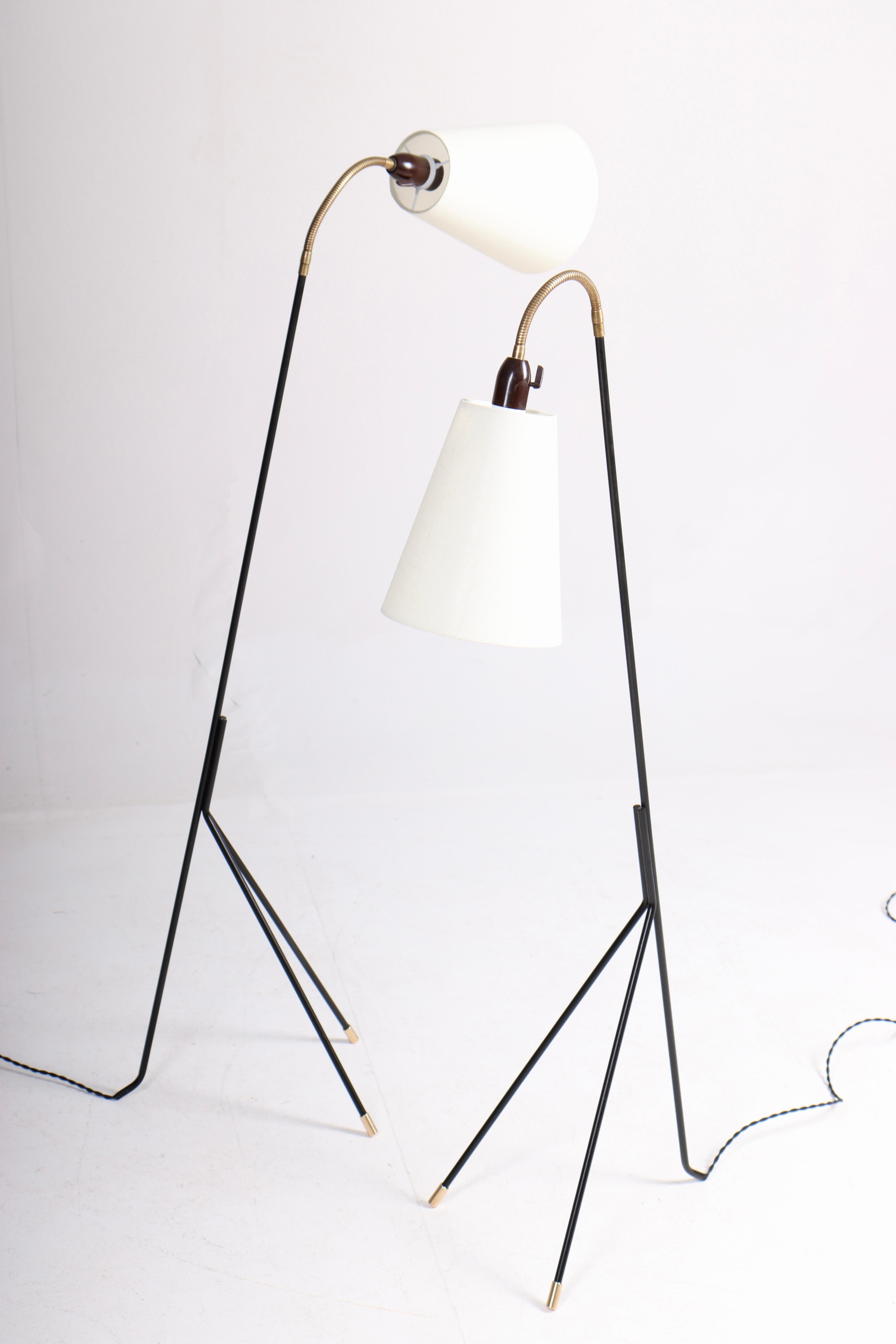 Pair of Midcentury Floor Lamps by Holm Sørensen, Made in Denmark, 1950s For Sale