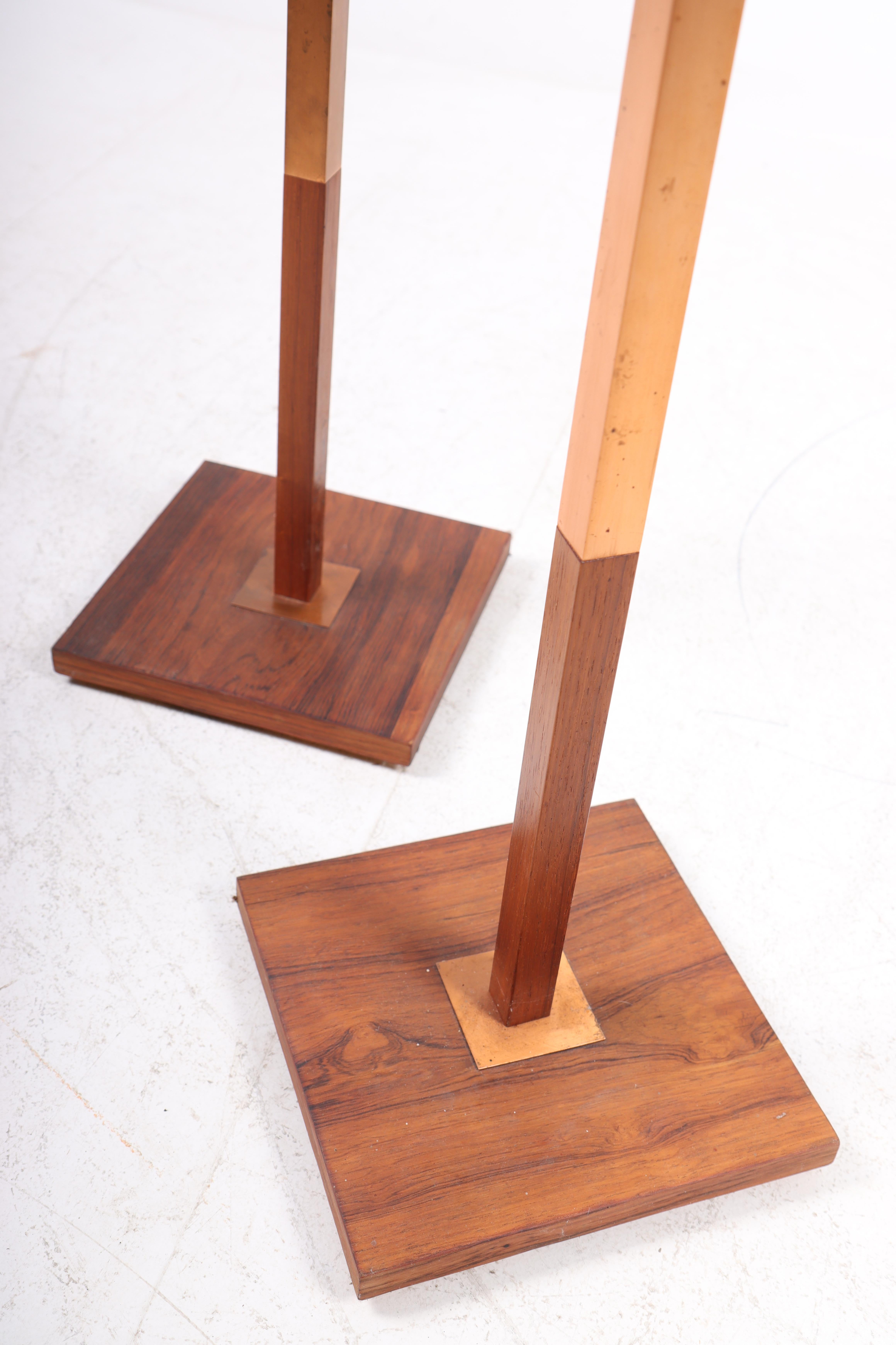 Danish Pair of Midcentury Floor Lamps in Rosewood by Jo Hammerborg, 1960s For Sale