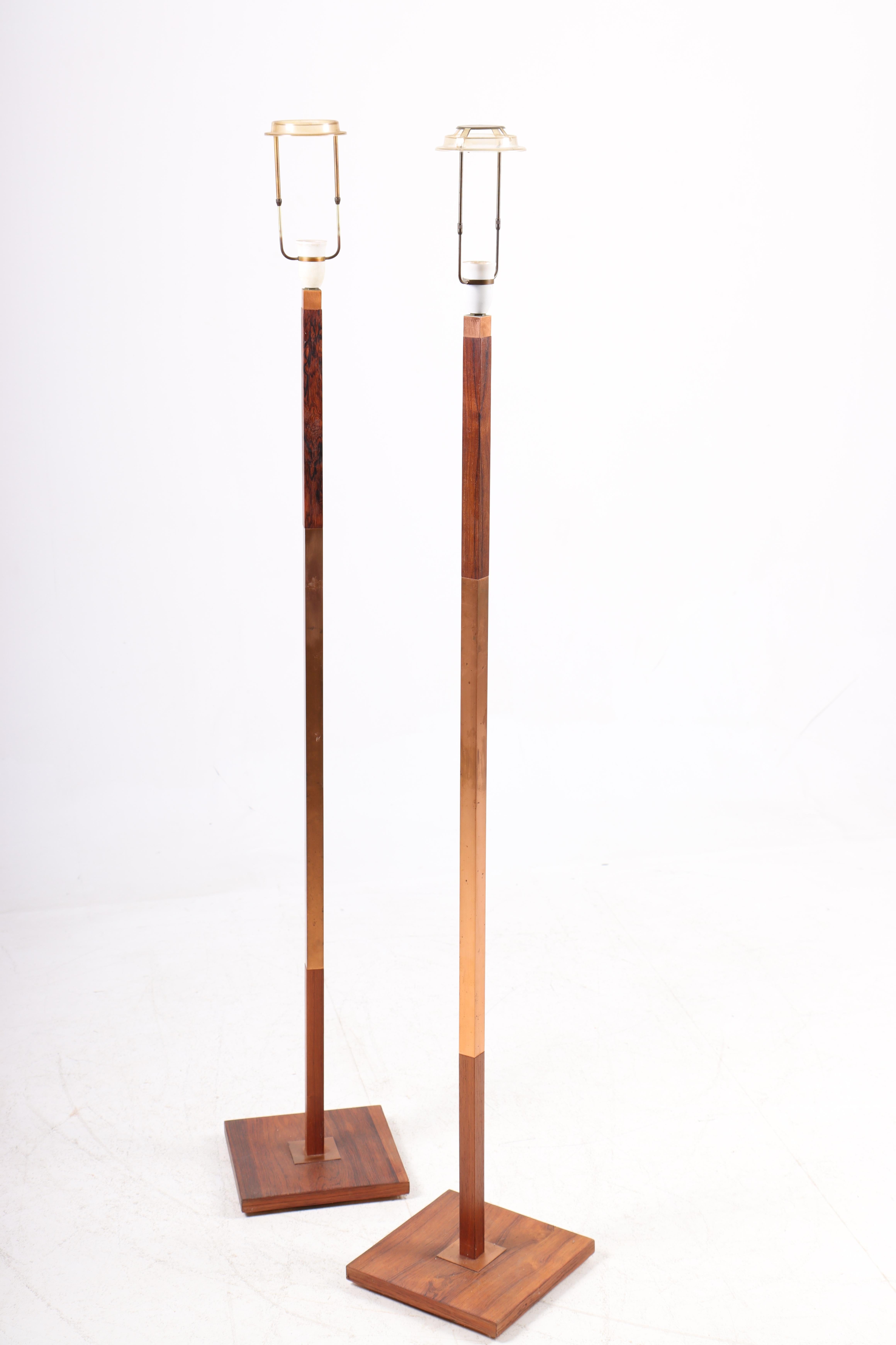 Mid-20th Century Pair of Midcentury Floor Lamps in Rosewood by Jo Hammerborg, 1960s For Sale