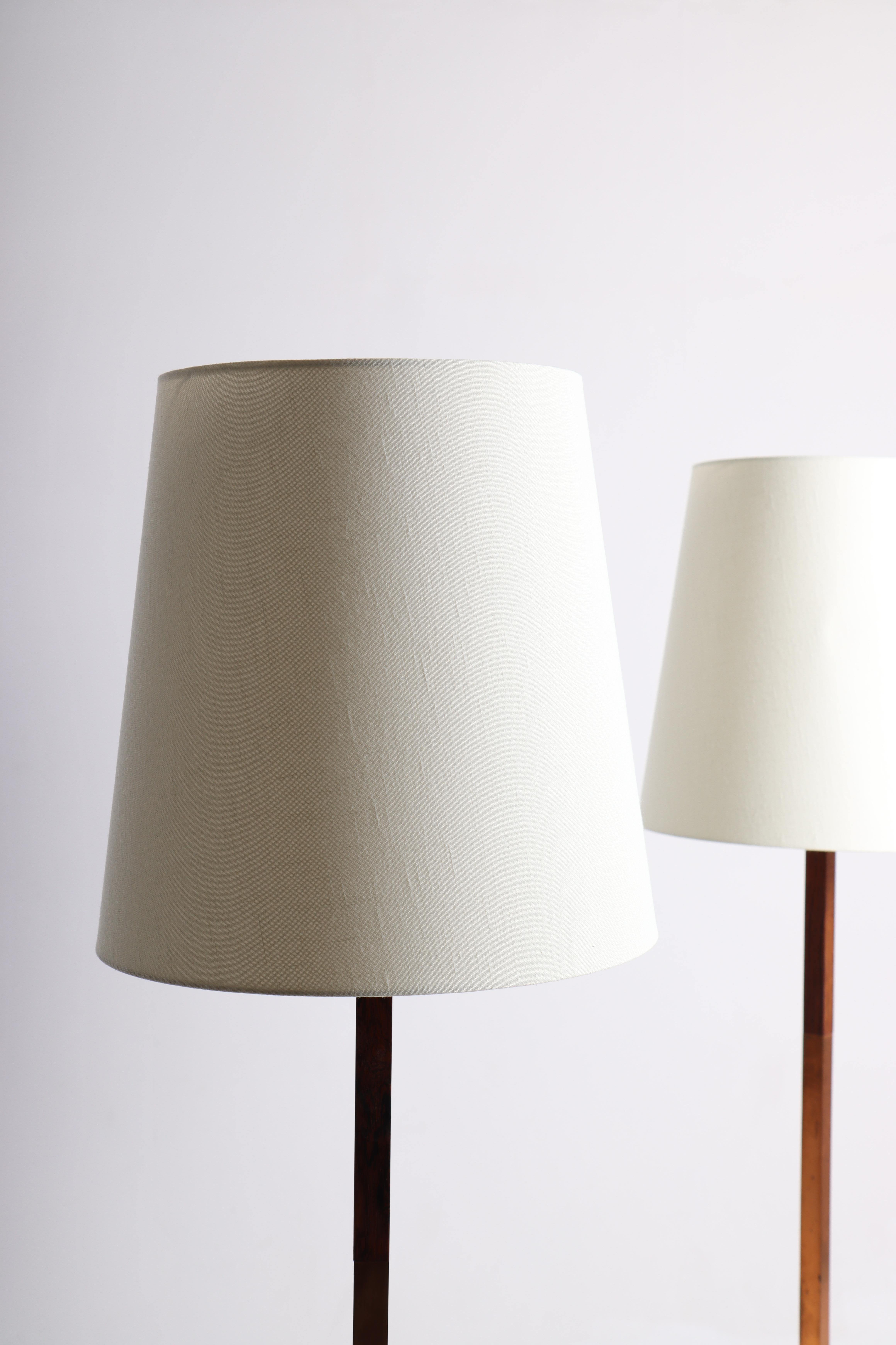 Pair of Midcentury Floor Lamps in Rosewood by Jo Hammerborg, 1960s For Sale 1