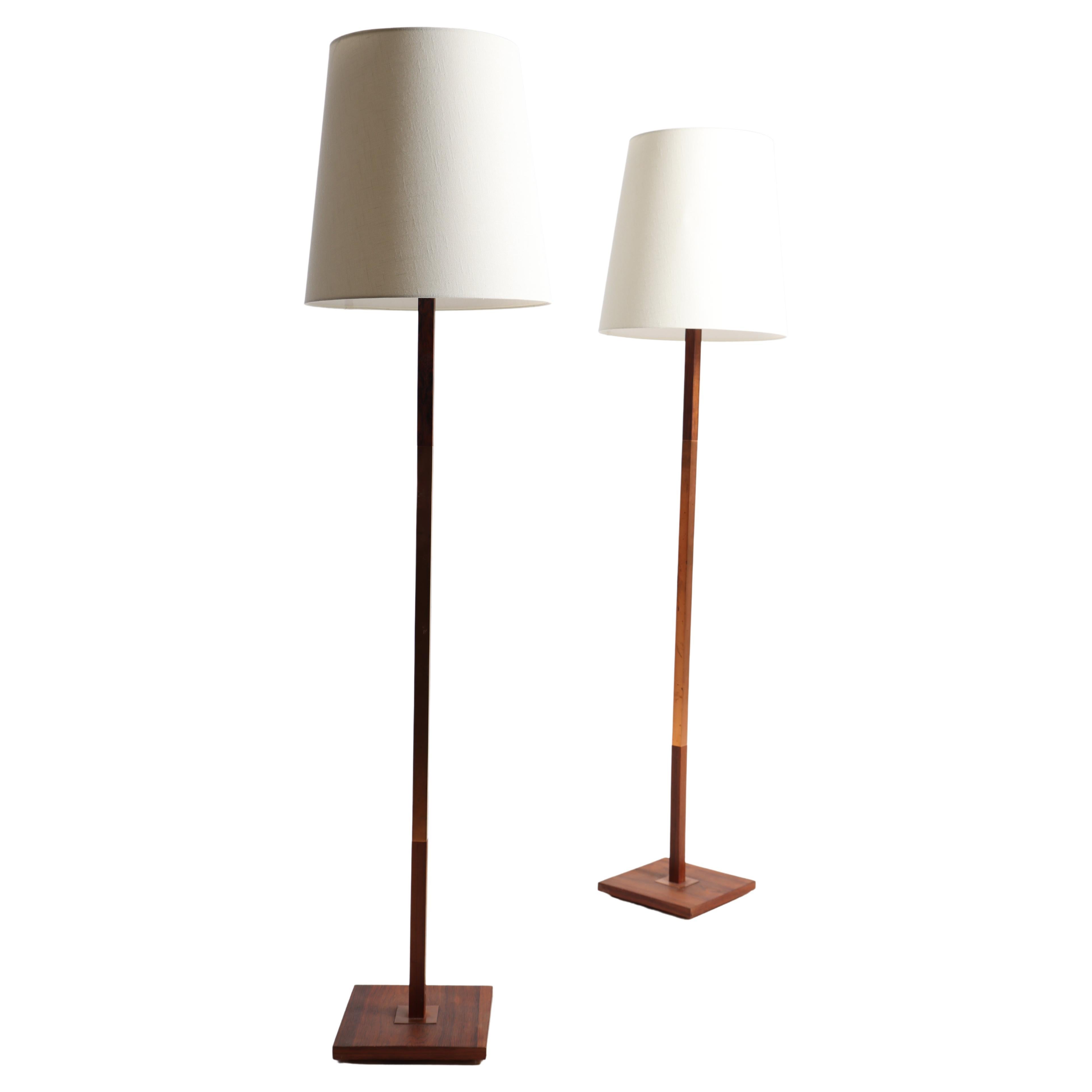 Pair of Midcentury Floor Lamps in Rosewood by Jo Hammerborg, 1960s For Sale