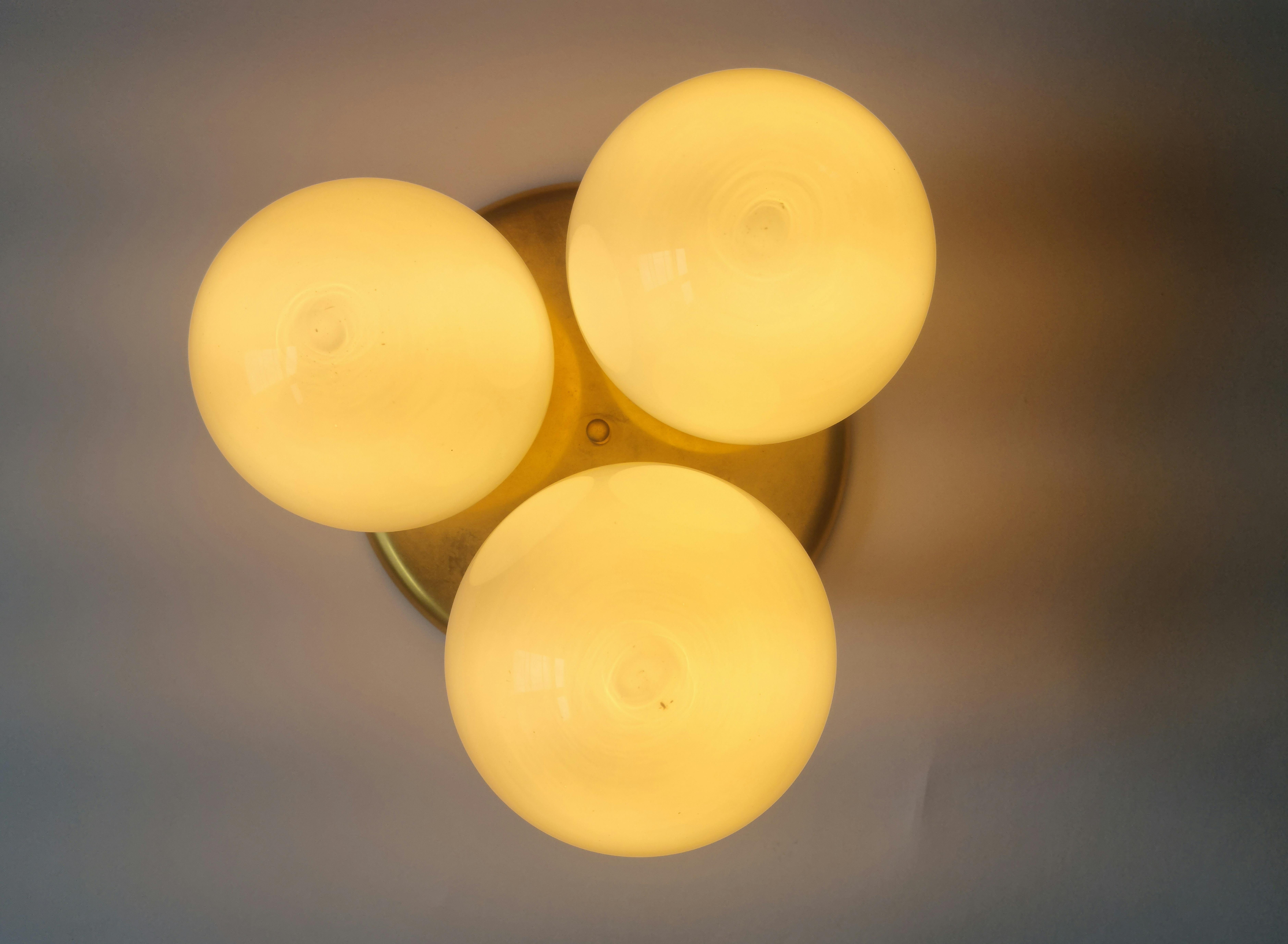Pair of Midcentury Flush Mount Ceiling or Wall Lamps, Germany, 1970s For Sale 5