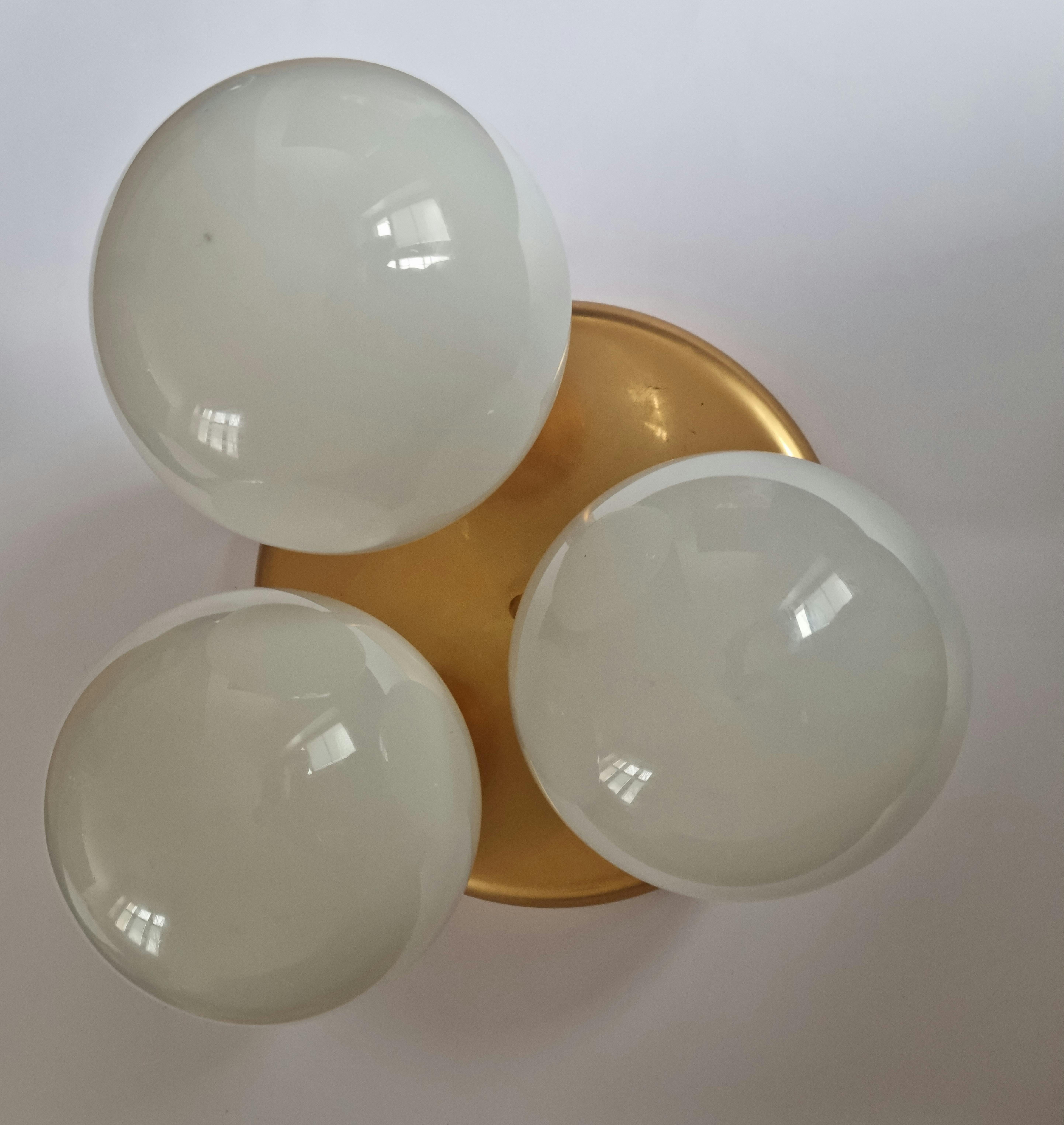 Late 20th Century Pair of Midcentury Flush Mount Ceiling or Wall Lamps, Germany, 1970s For Sale